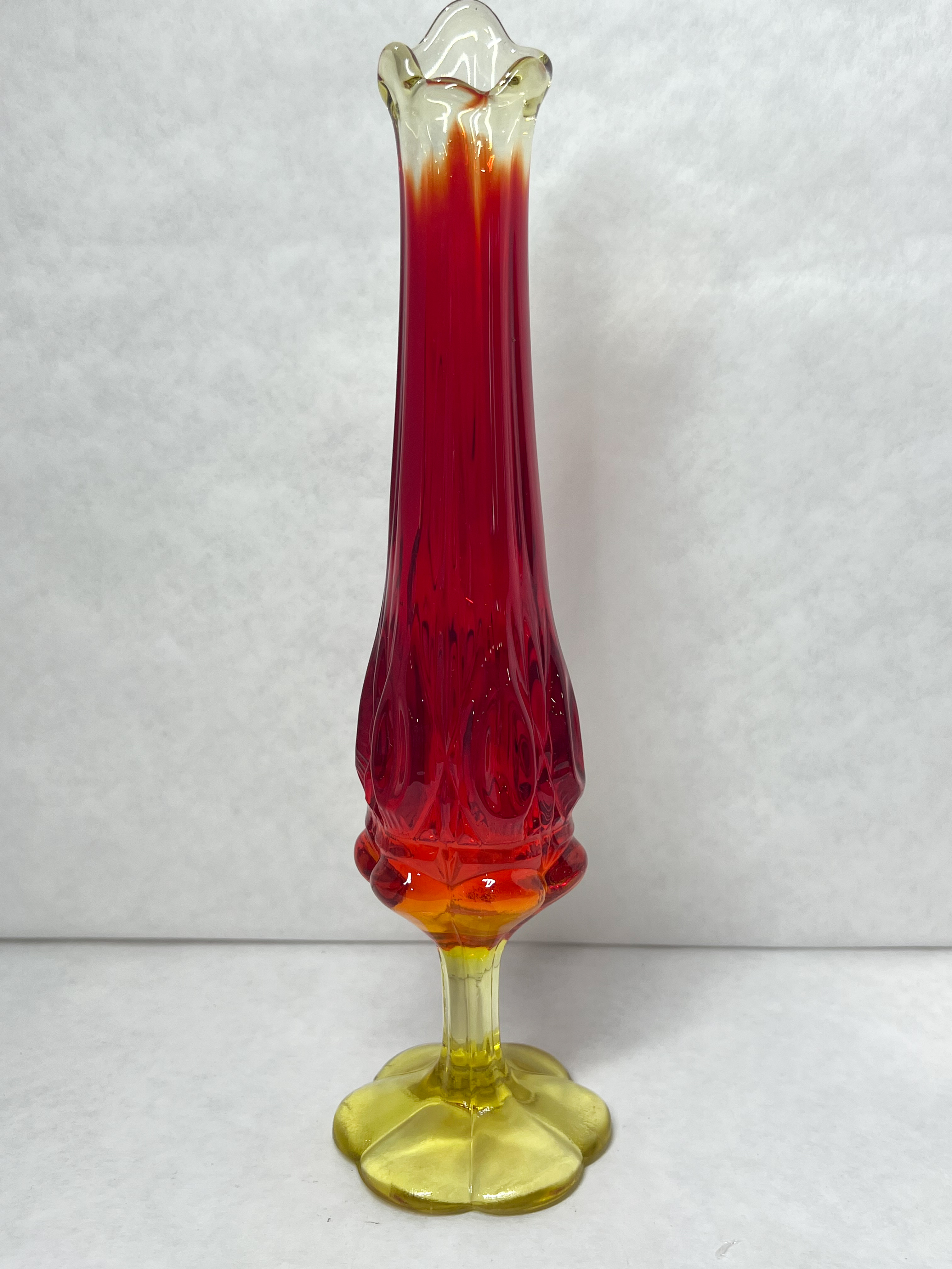 AMBERINA SWUNG GLASS VASE, 1960S