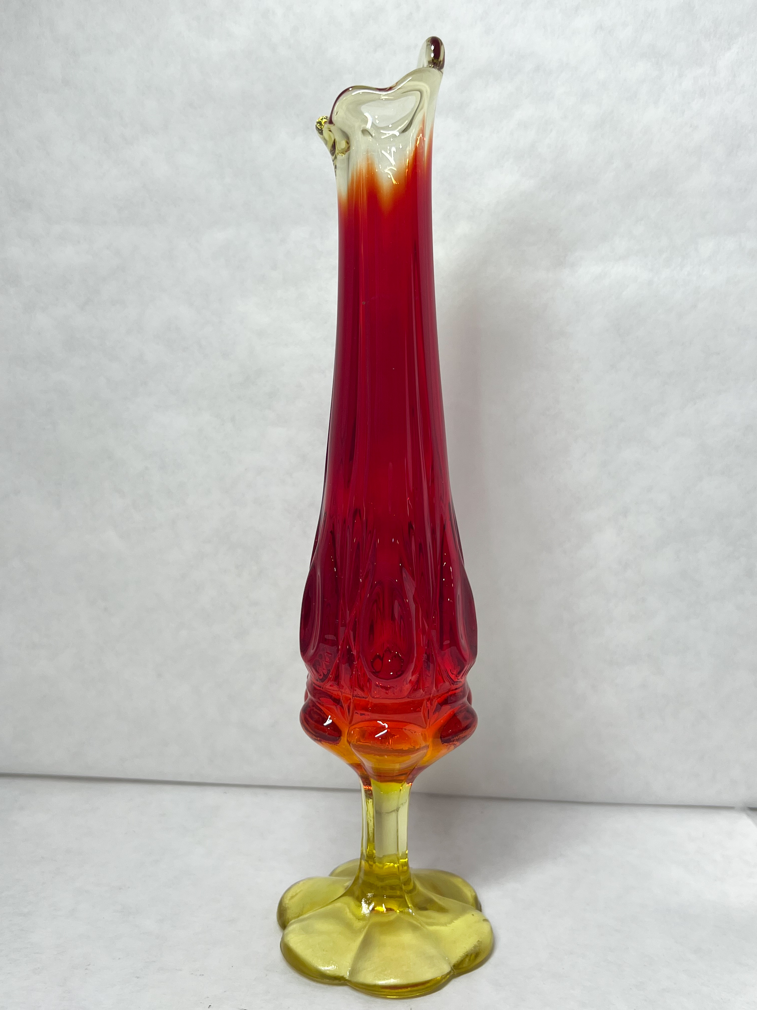 AMBERINA SWUNG GLASS VASE, 1960S