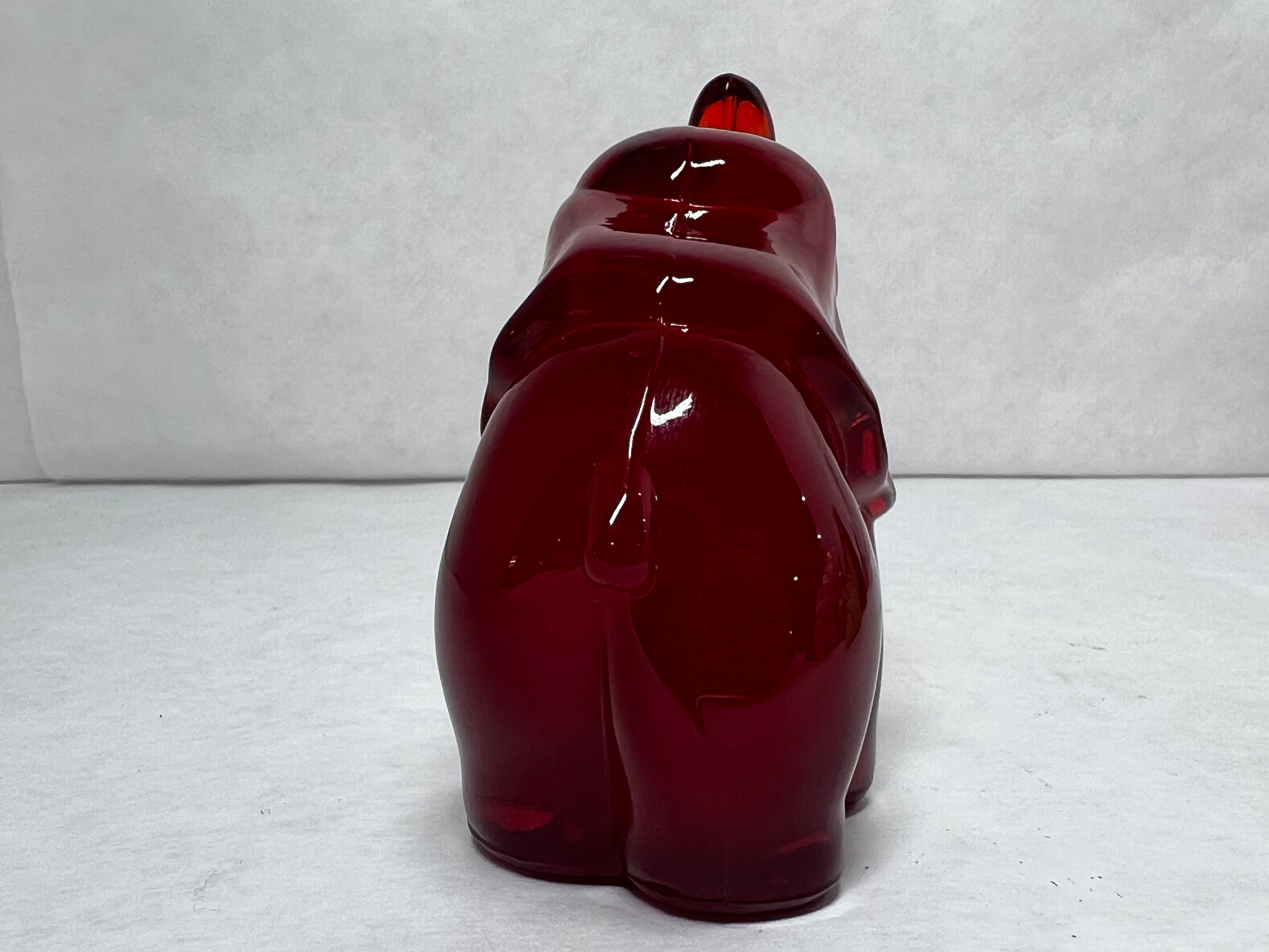 RUBY RED GLASS ELEPHANT, 20TH CENTURY