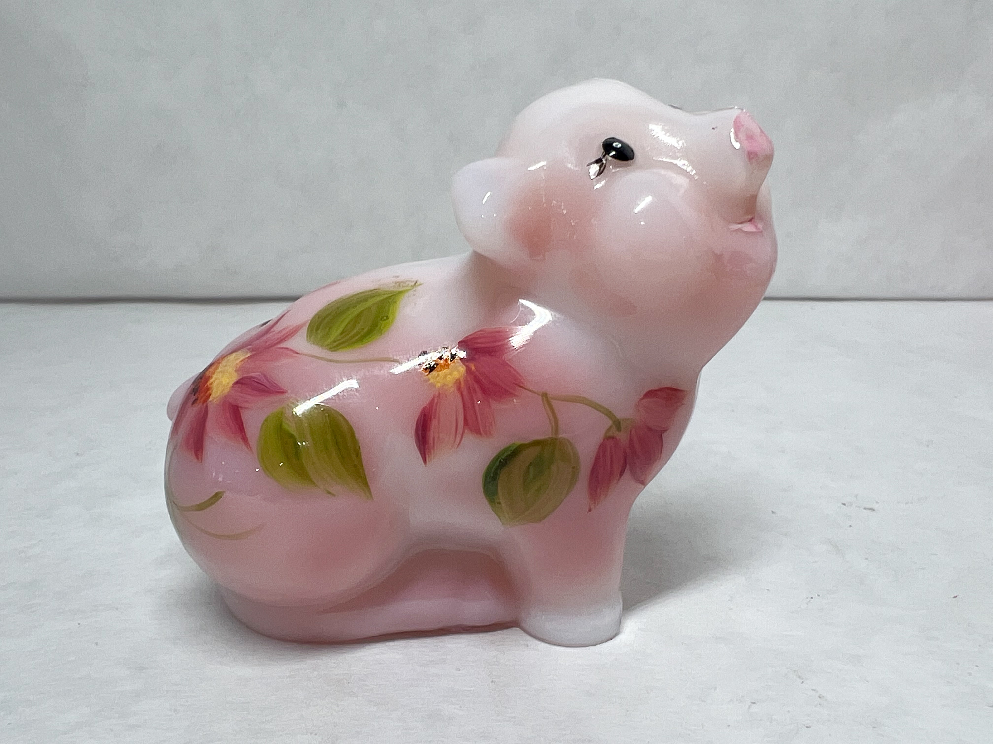 FENTON ROSALENE GLASS PIG FIGURINE