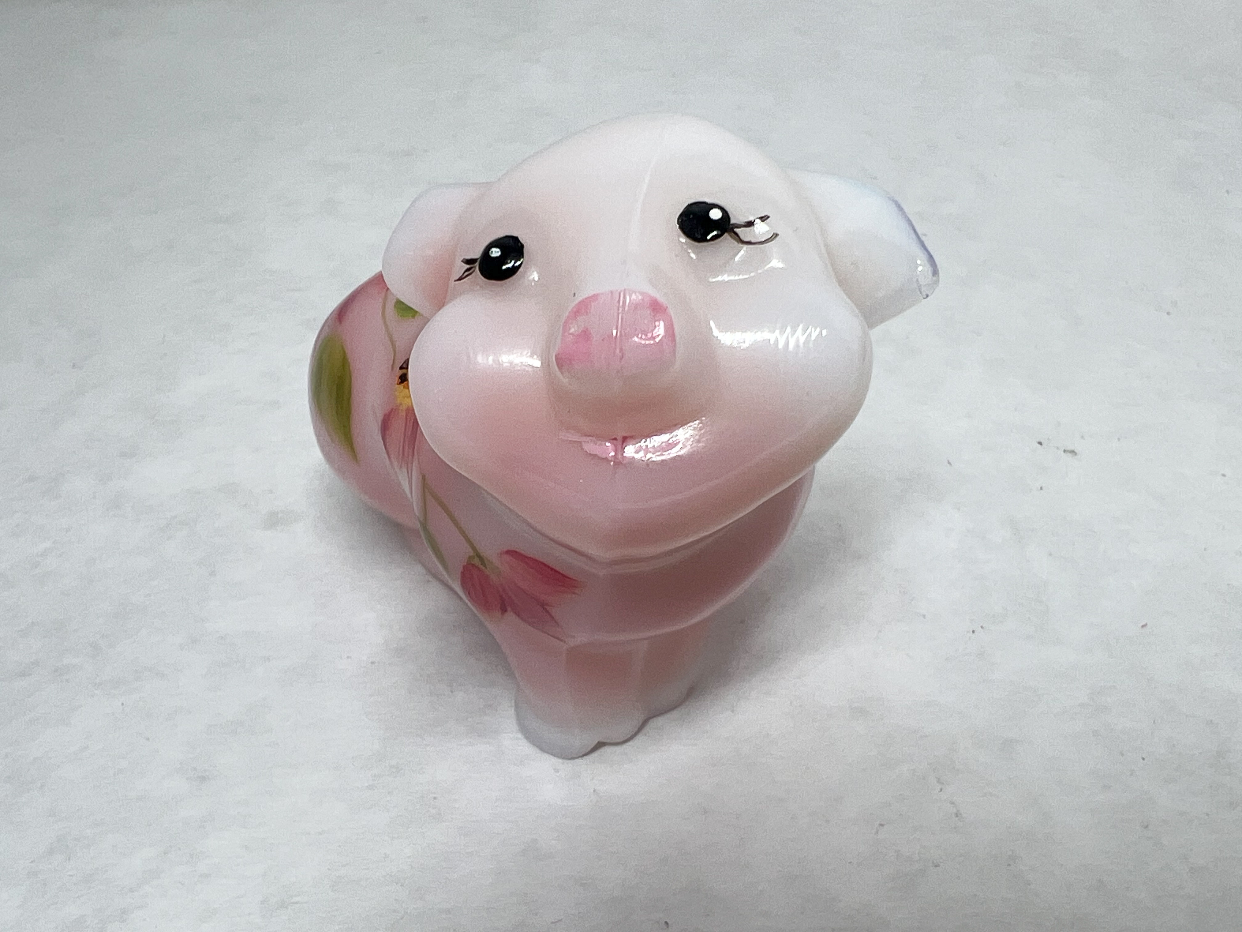 FENTON ROSALENE GLASS PIG FIGURINE