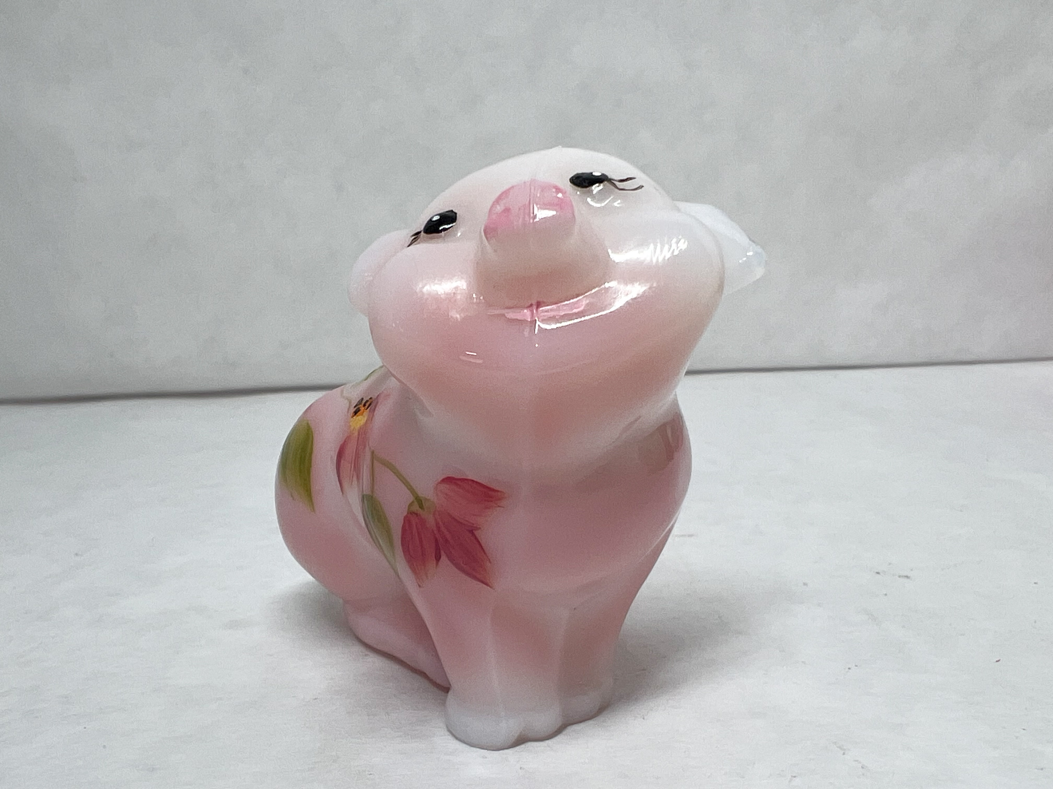 FENTON ROSALENE GLASS PIG FIGURINE