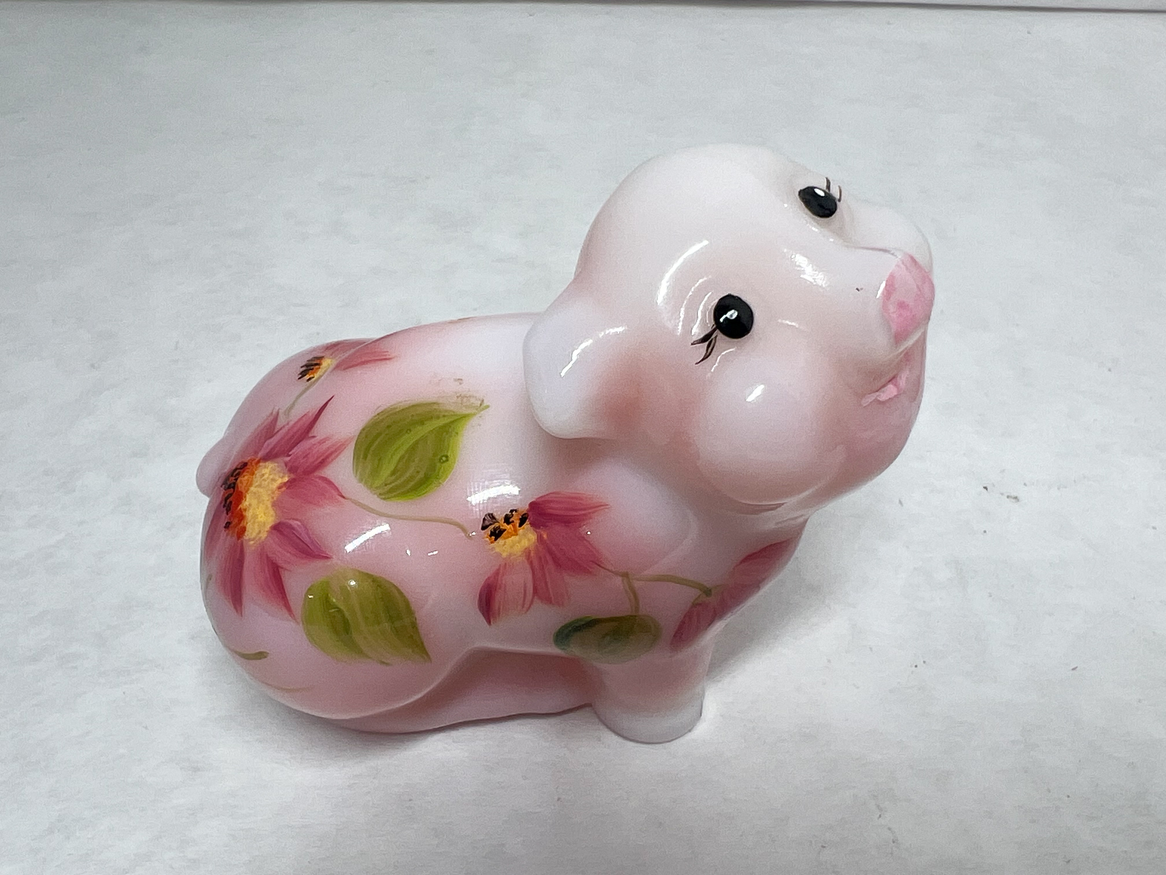 FENTON ROSALENE GLASS PIG FIGURINE