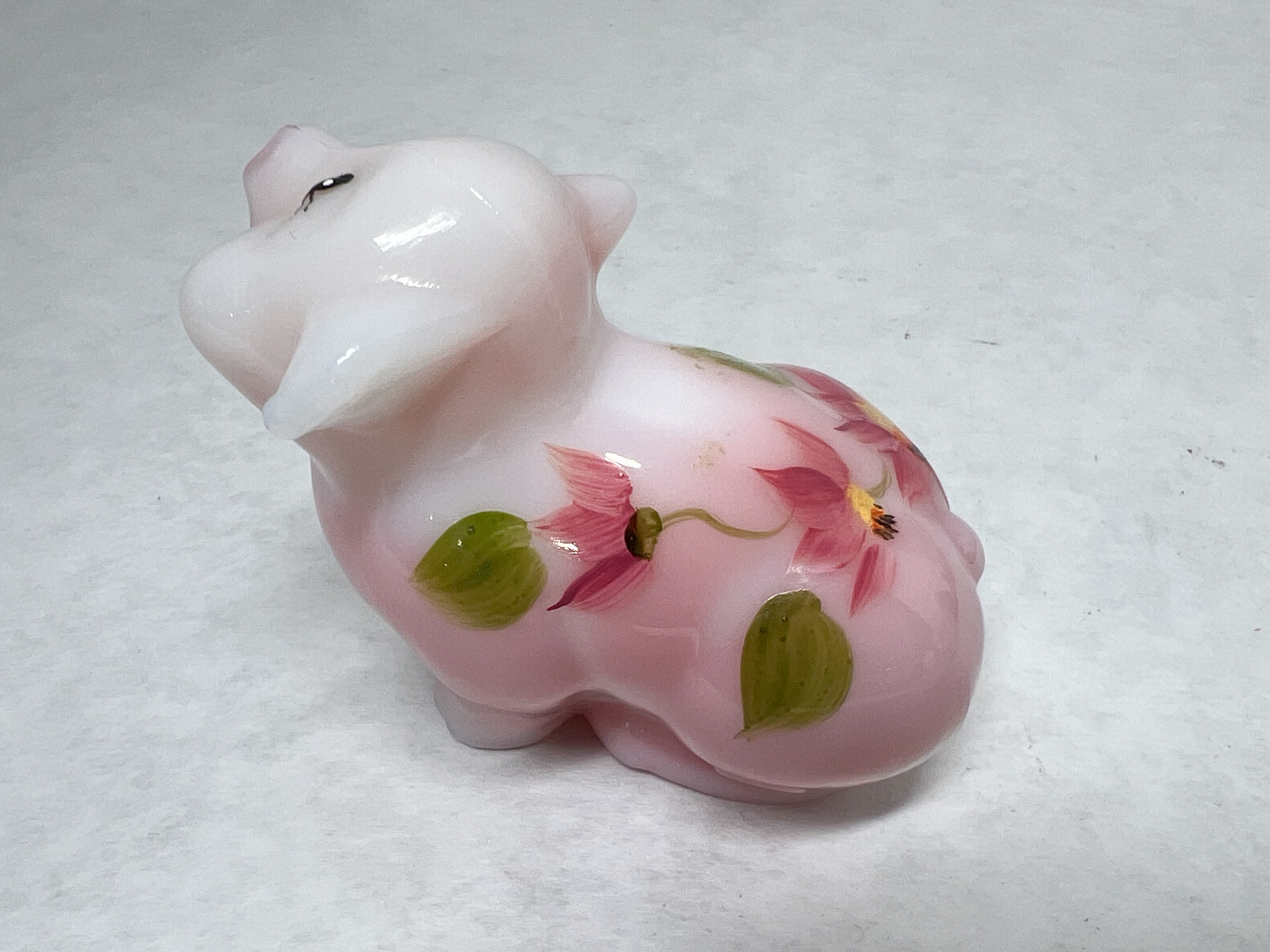 FENTON ROSALENE GLASS PIG FIGURINE