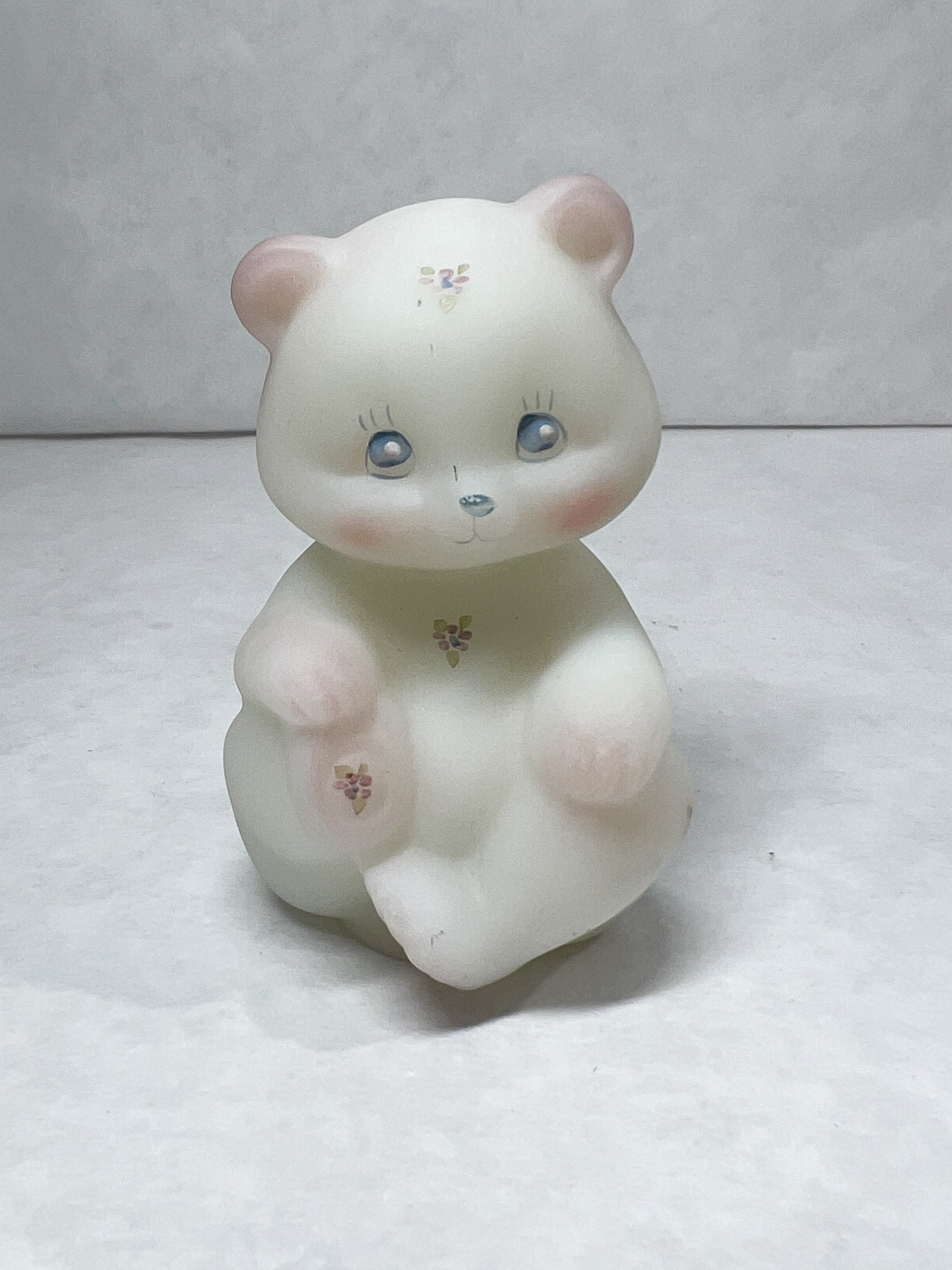 FENTON HAND PAINTED SATIN BEAR, 1970S
