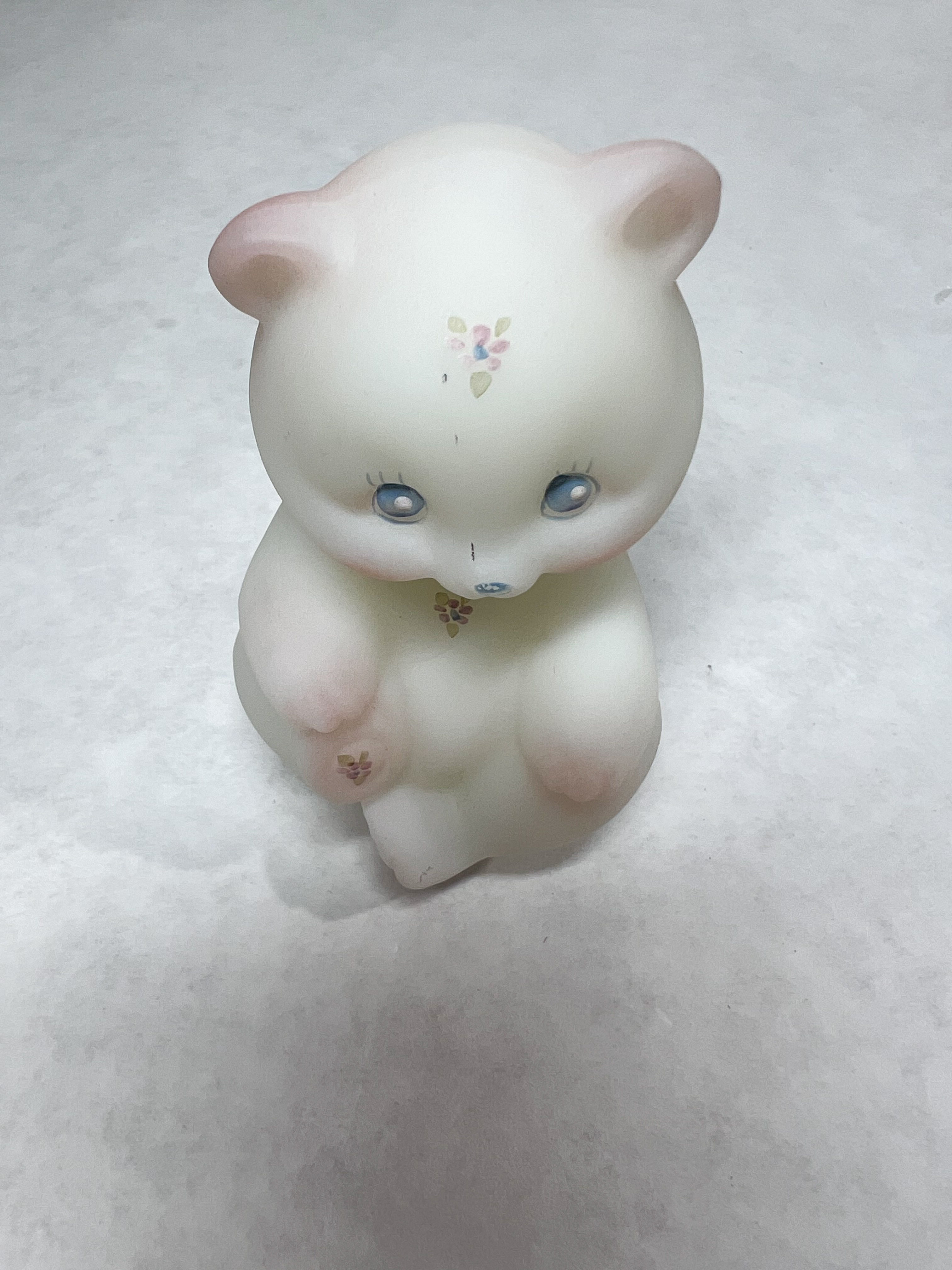 FENTON HAND PAINTED SATIN BEAR, 1970S