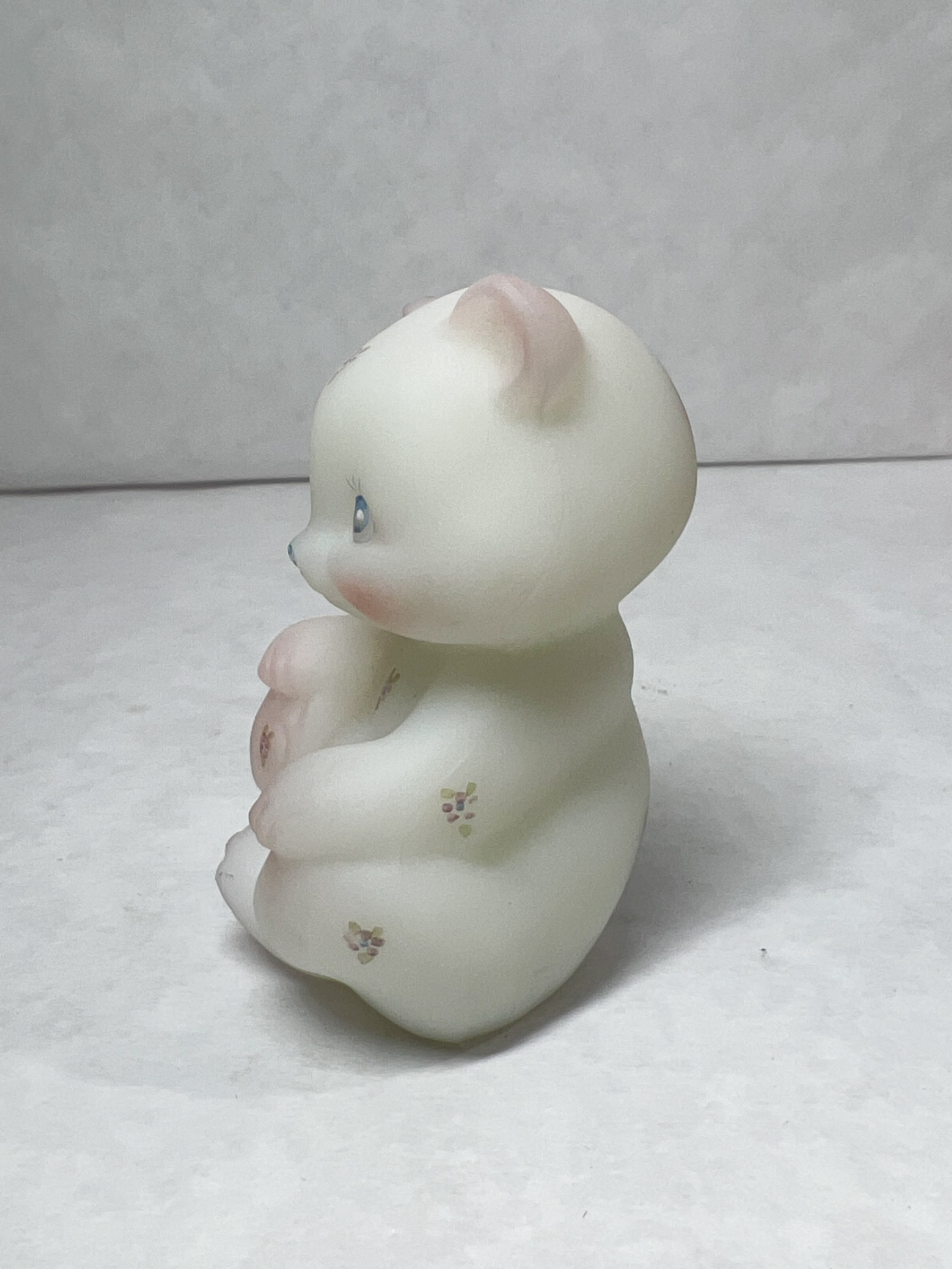 FENTON HAND PAINTED SATIN BEAR, 1970S