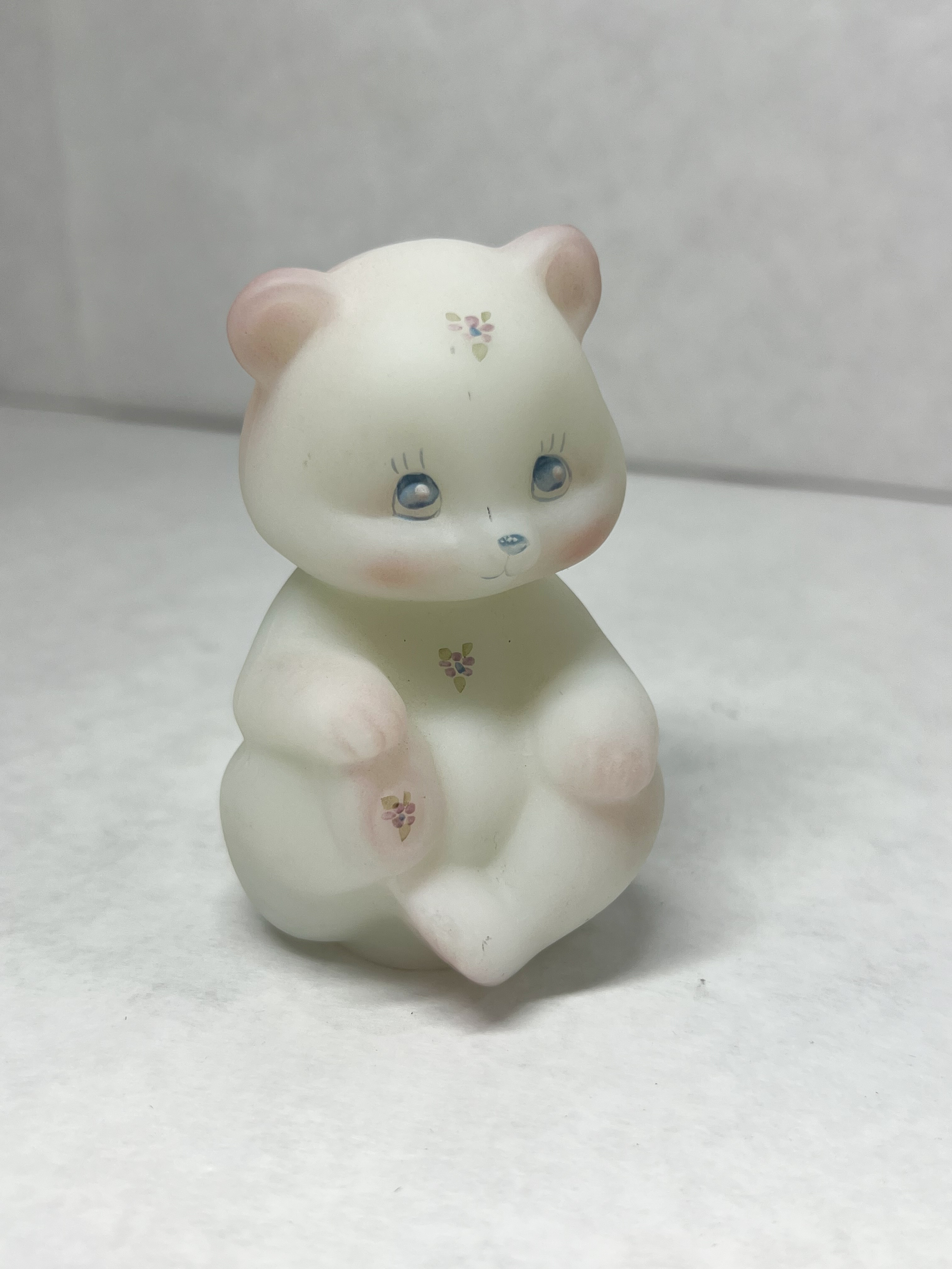 FENTON HAND PAINTED SATIN BEAR, 1970S