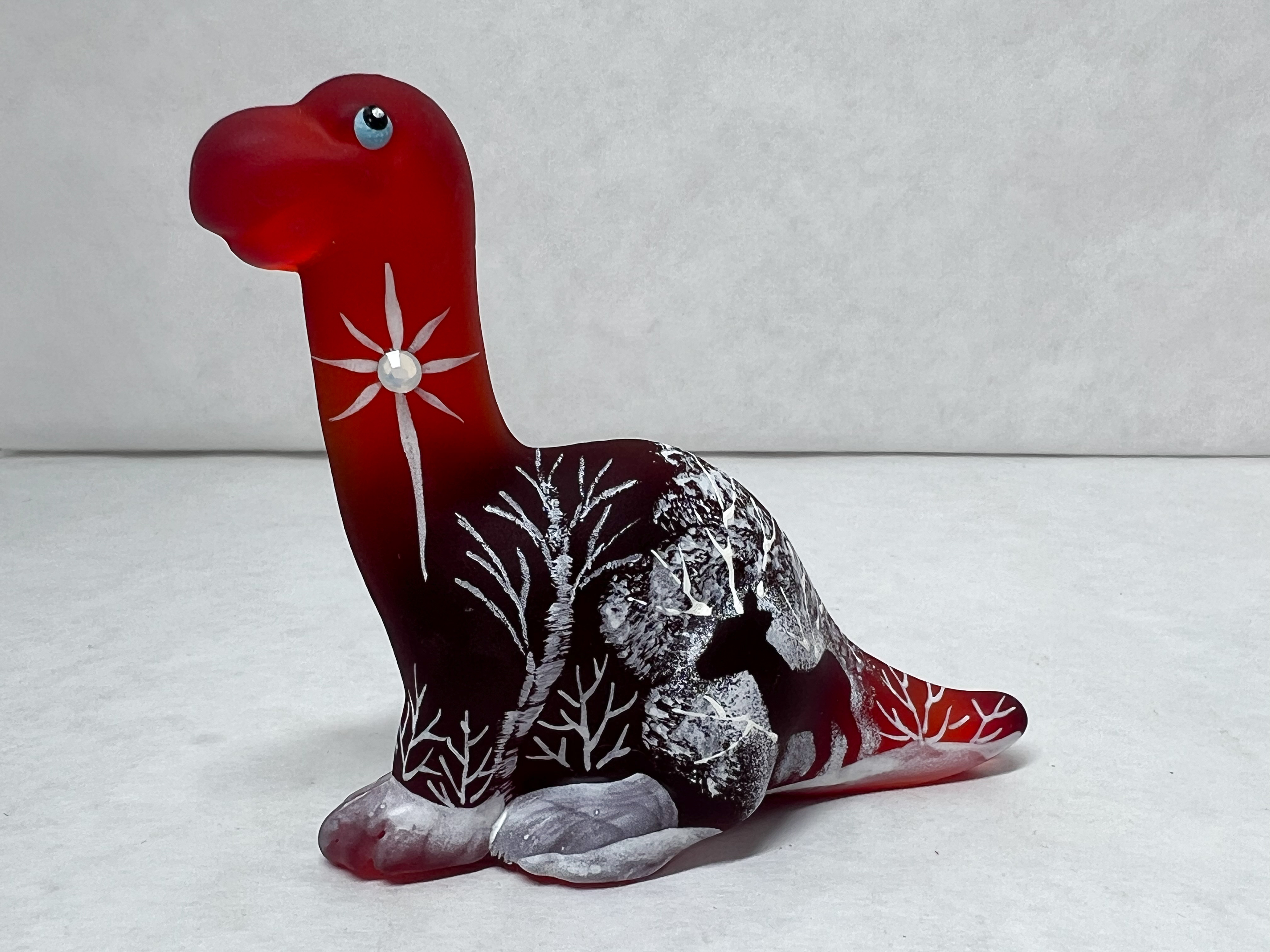 FENTON SATIN GLASS DINOSAUR, 2023