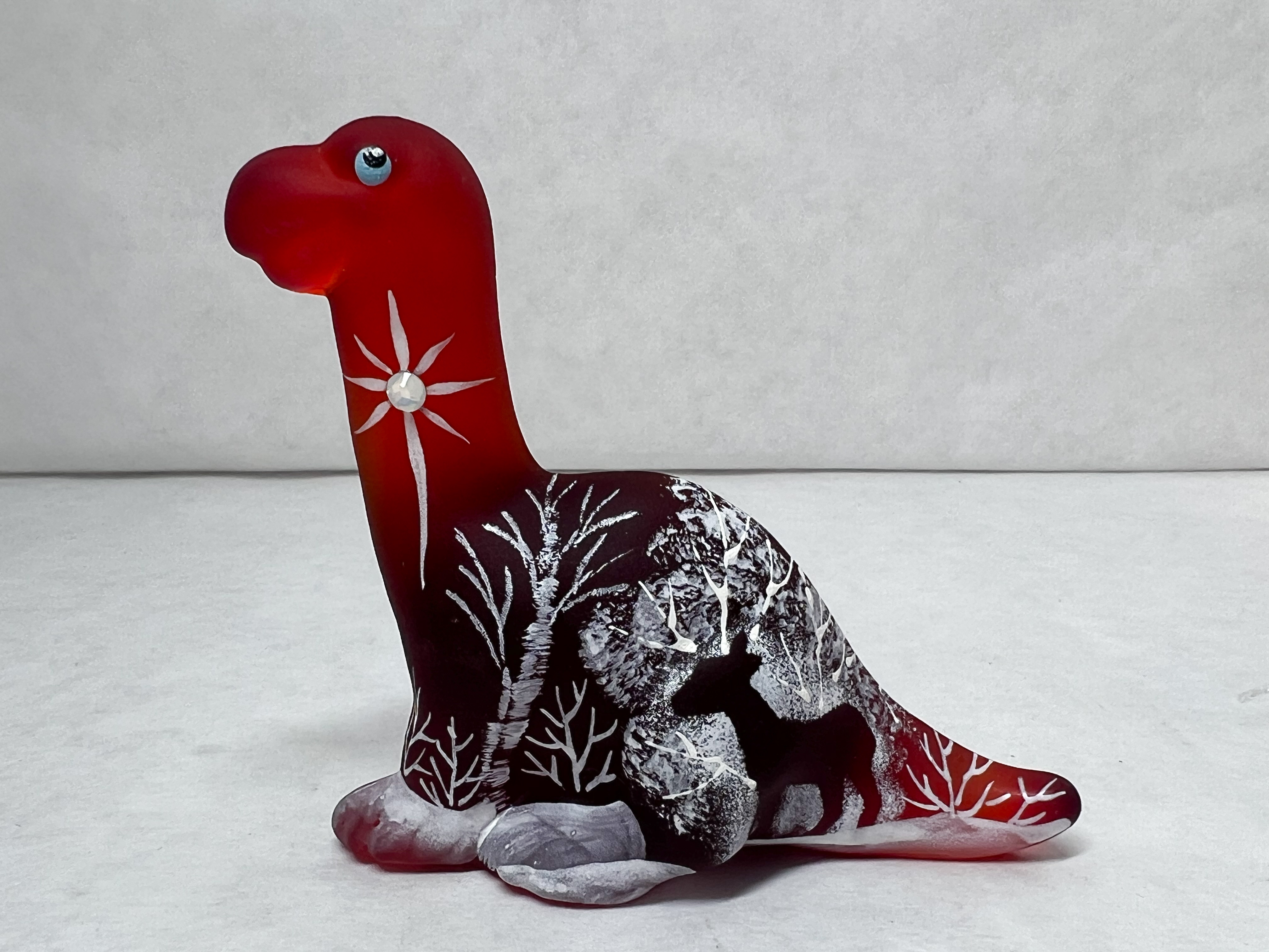 FENTON SATIN GLASS DINOSAUR, 2023