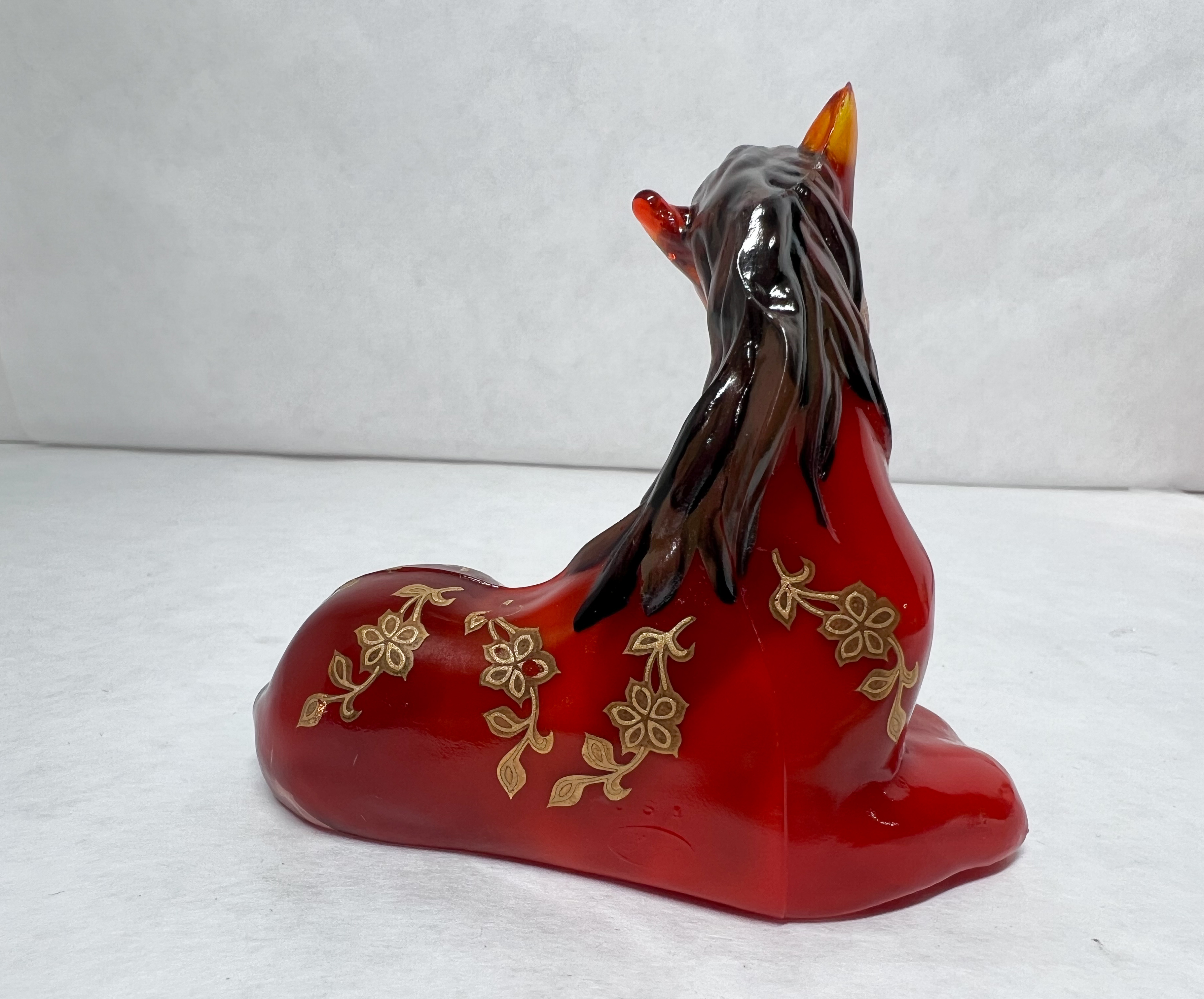 FENTON AMBERINA GLASS HORSE, SPINDLER 3/5