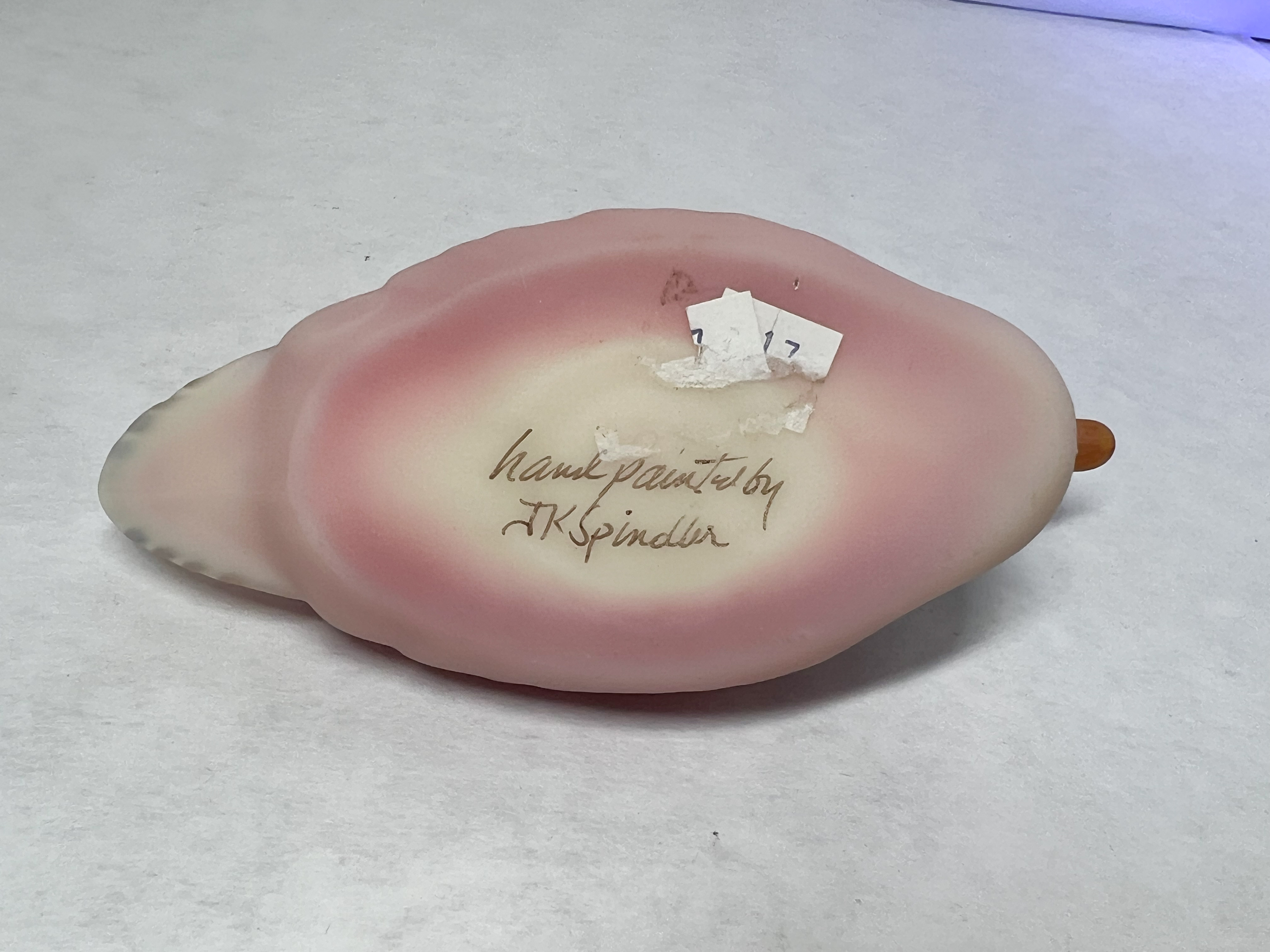 FENTON BURMESE GLASS MALLARD DUCK, C.1990