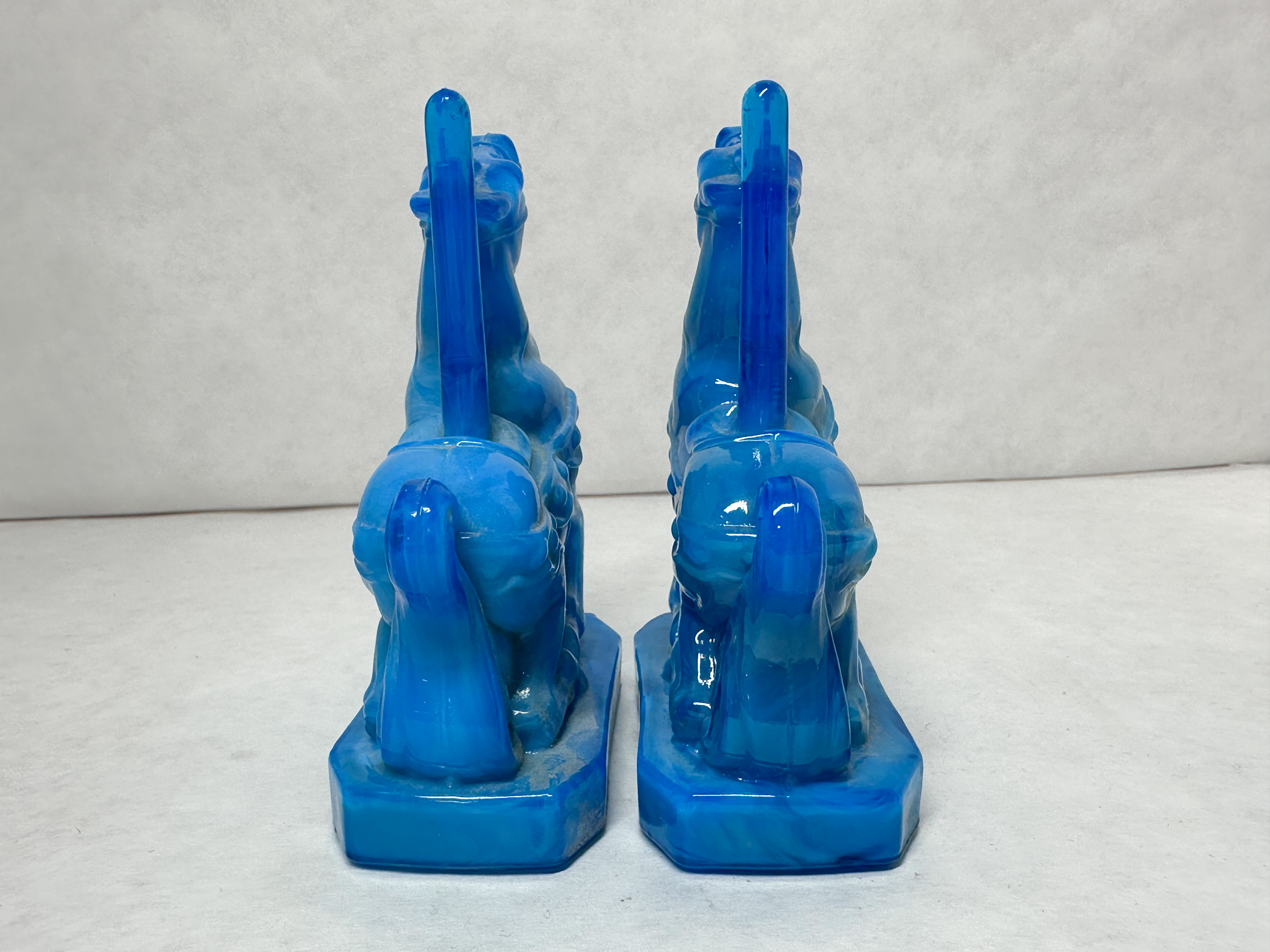 BOYD BLUE SLAG GLASS CAROUSEL HORSES