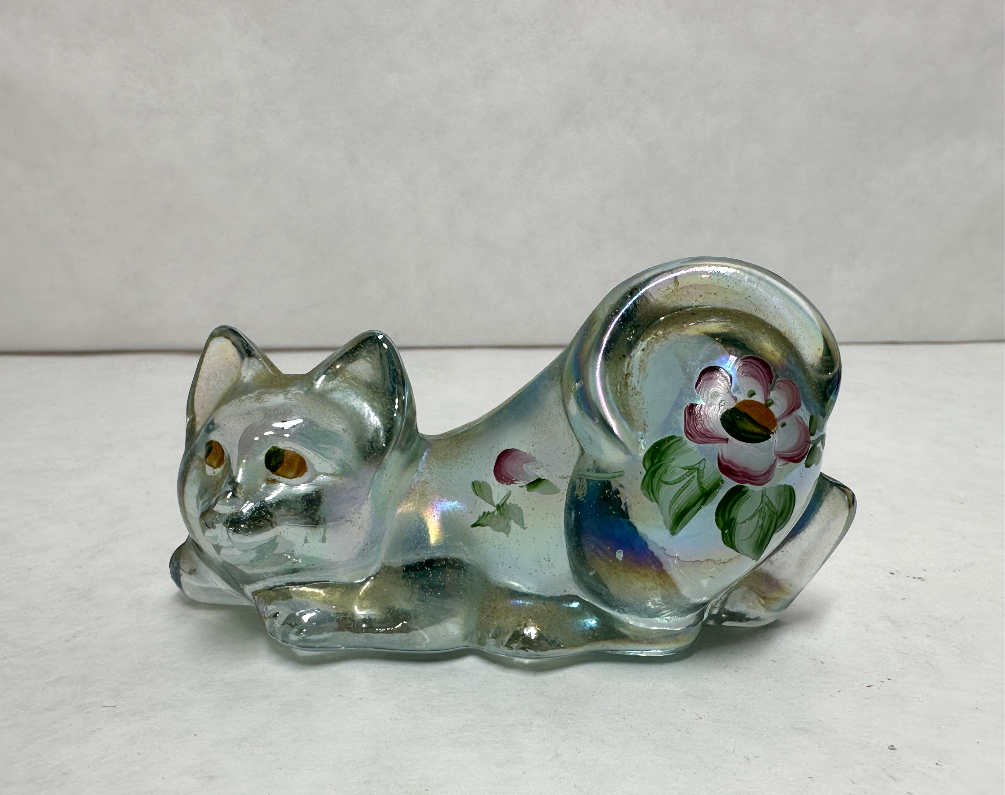 FENTON IRIDESCENT GLASS CAT FIGURINES