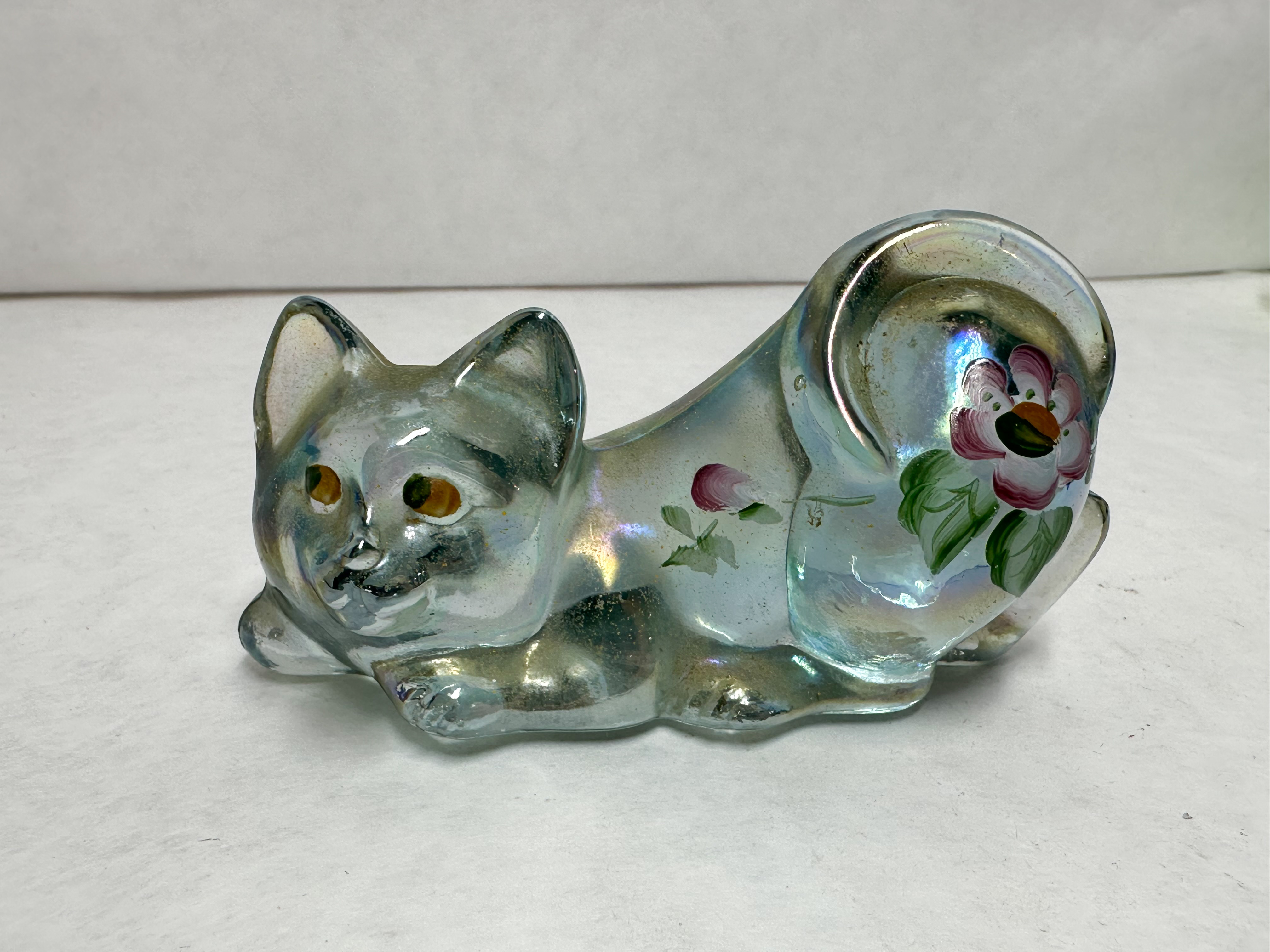 FENTON IRIDESCENT GLASS CAT FIGURINES