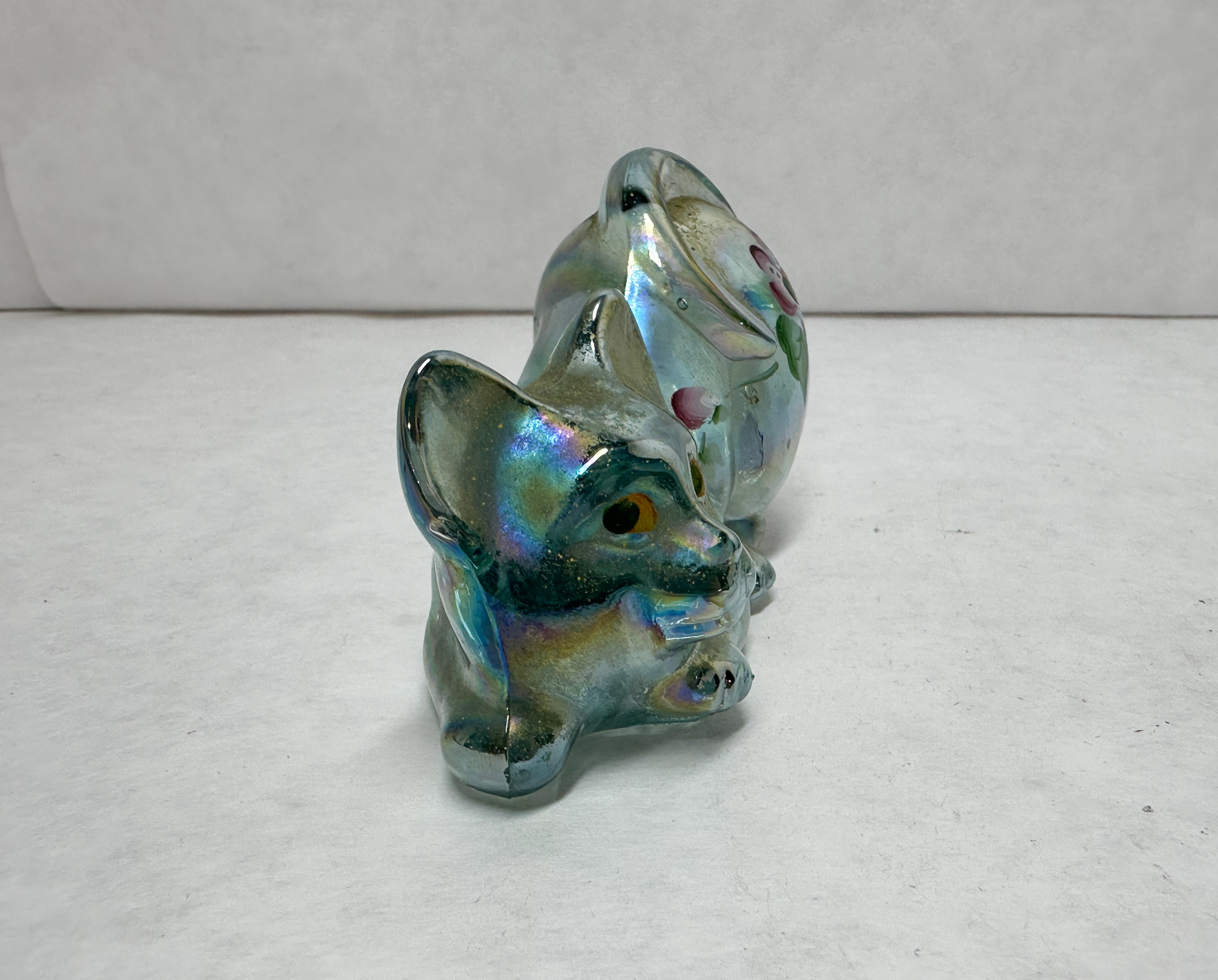FENTON IRIDESCENT GLASS CAT FIGURINES
