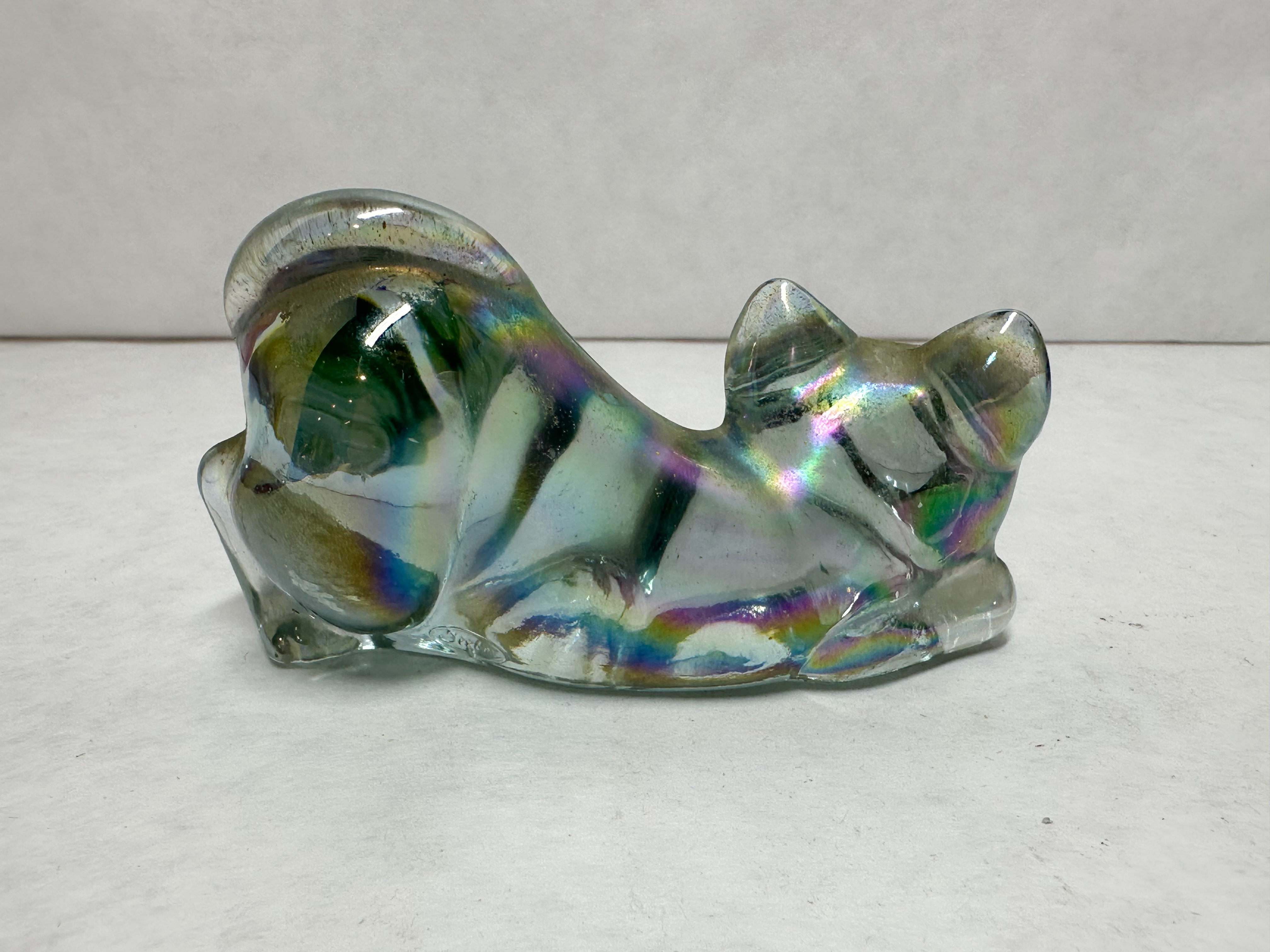 FENTON IRIDESCENT GLASS CAT FIGURINES