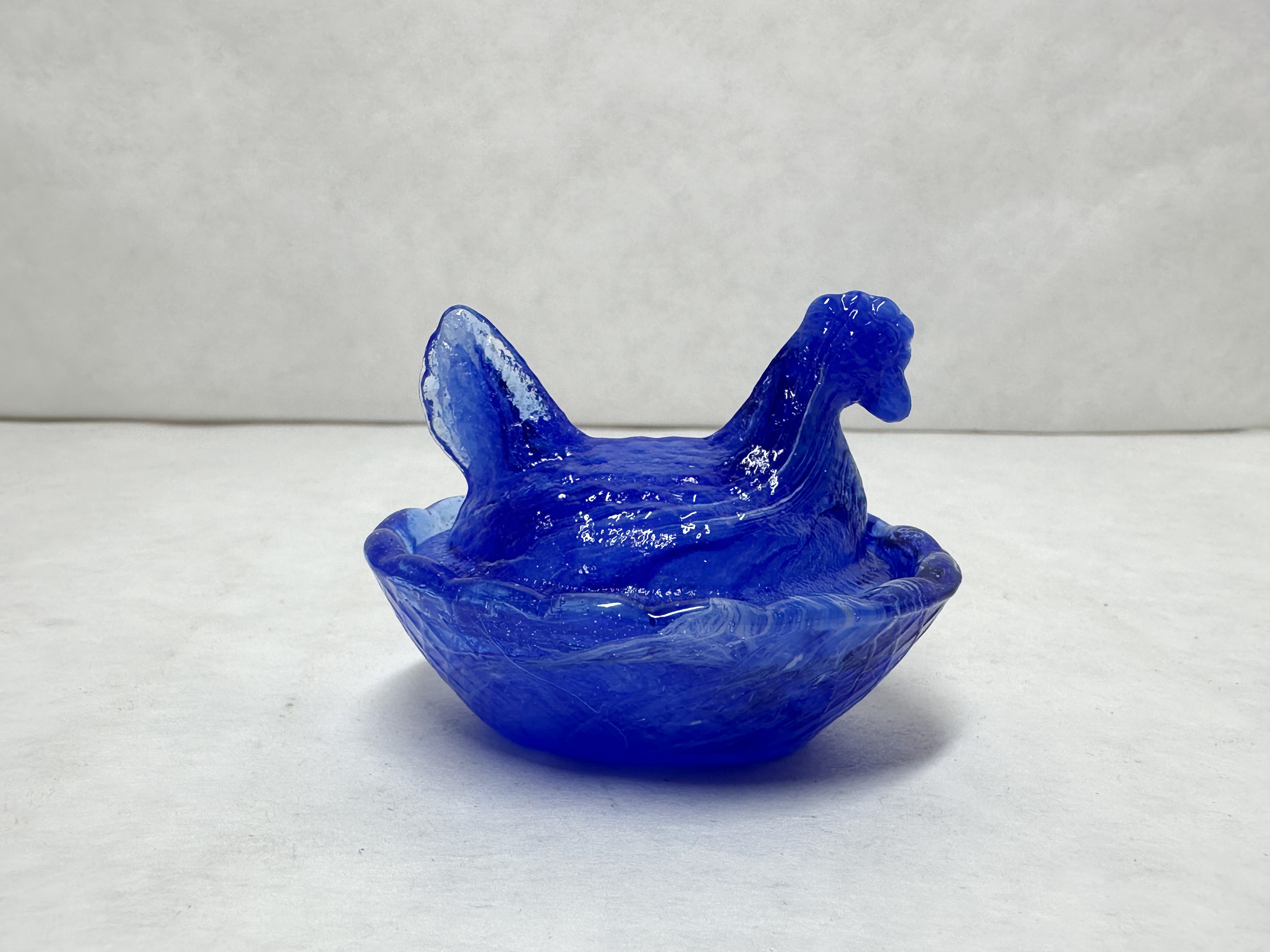 COBALT BLUE SLAG GLASS HEN ON NEST