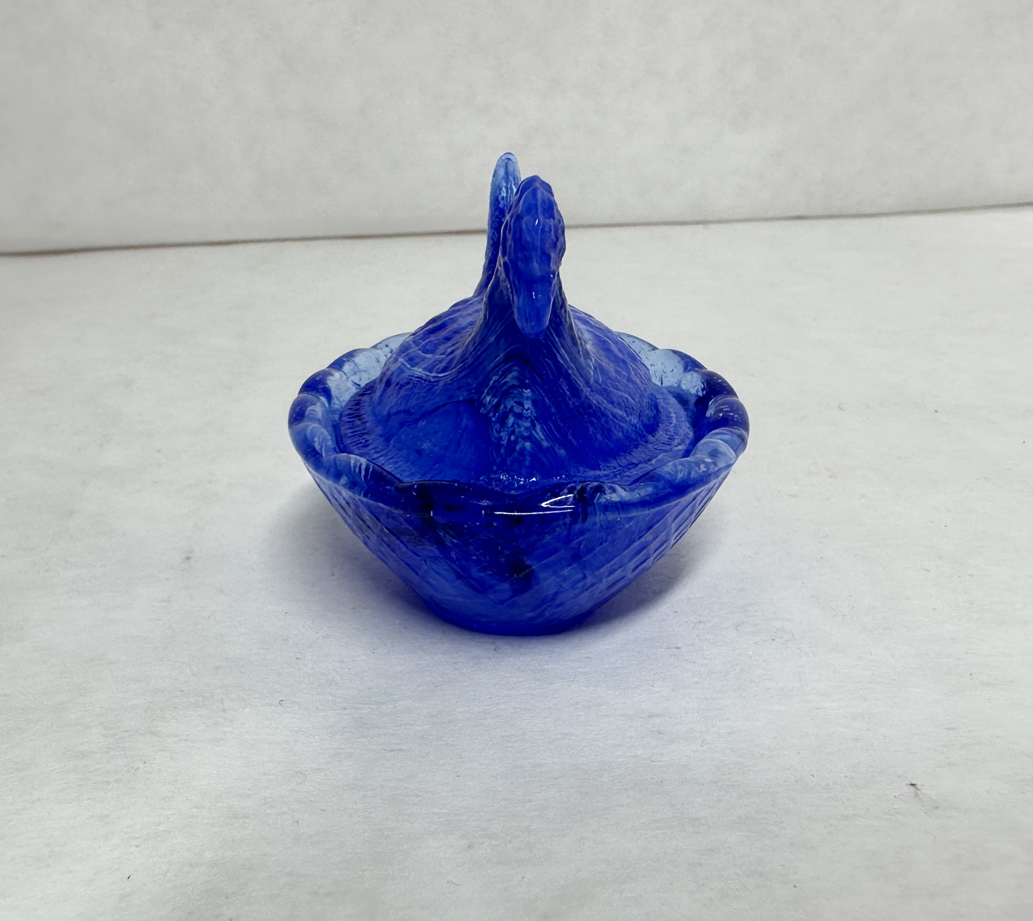 COBALT BLUE SLAG GLASS HEN ON NEST