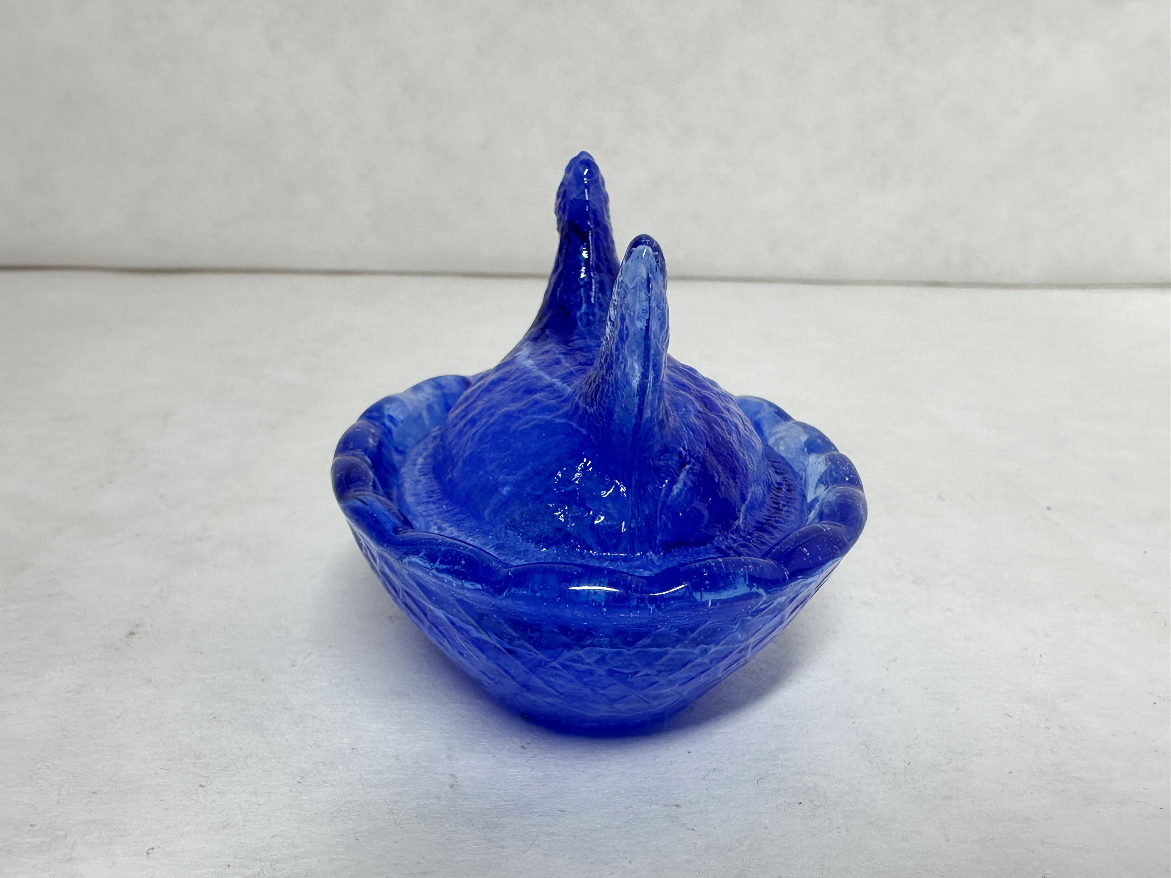 COBALT BLUE SLAG GLASS HEN ON NEST
