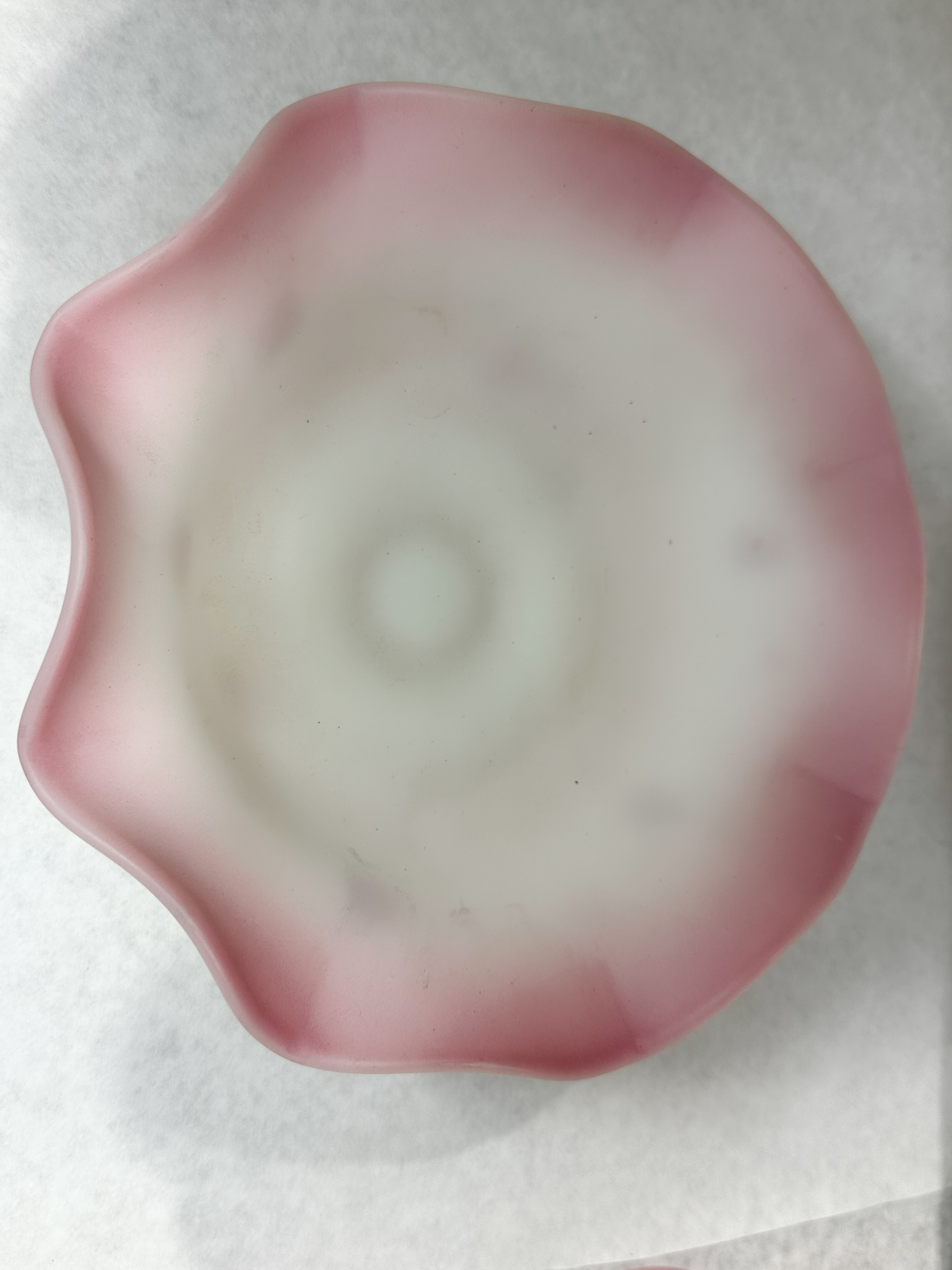 FENTON HAND-PAINTED PINK SATIN GLASS BOWL, 1970S