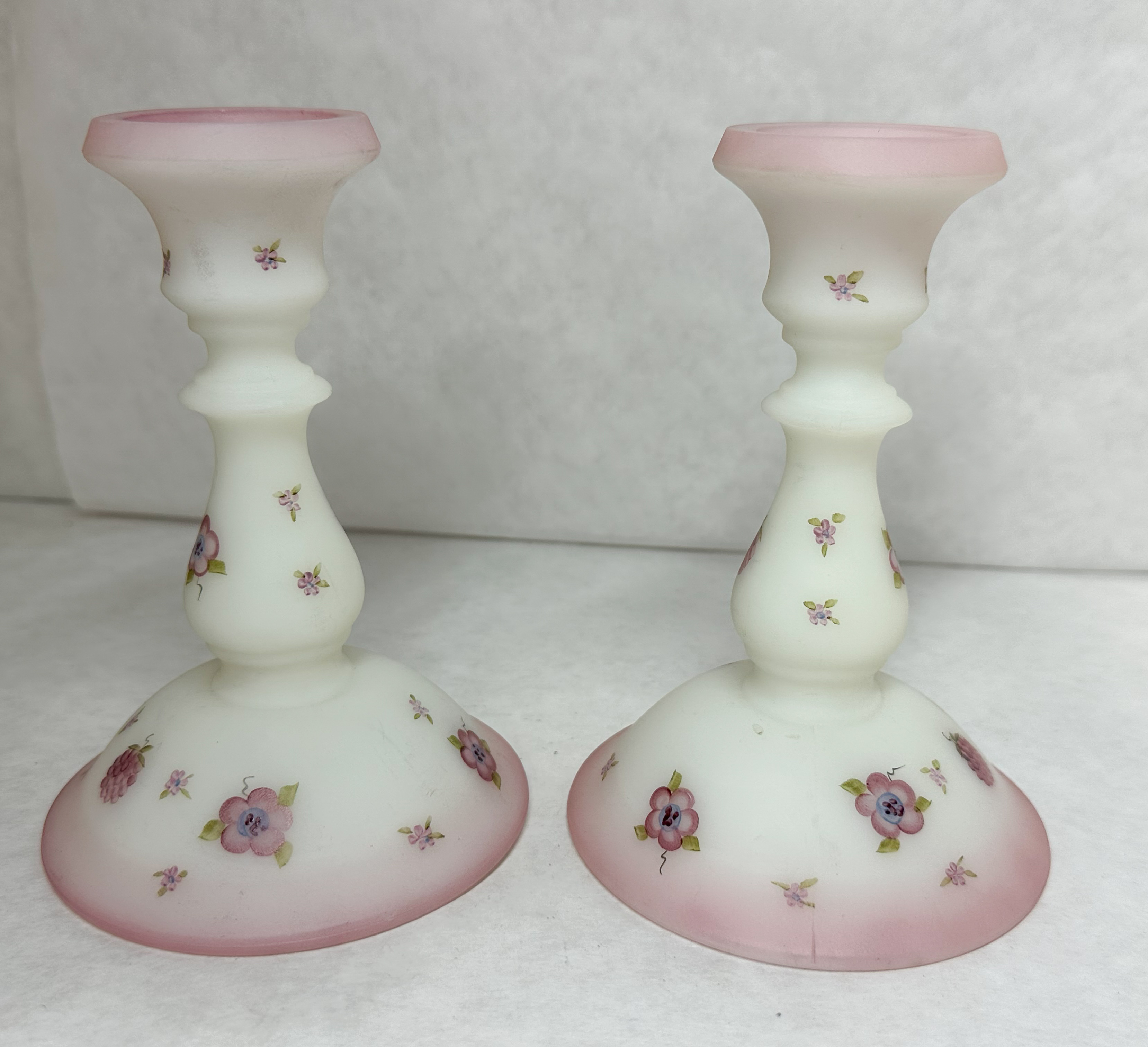 FENTON BLOSSOMS AND BERRIES CANDLESTICKS