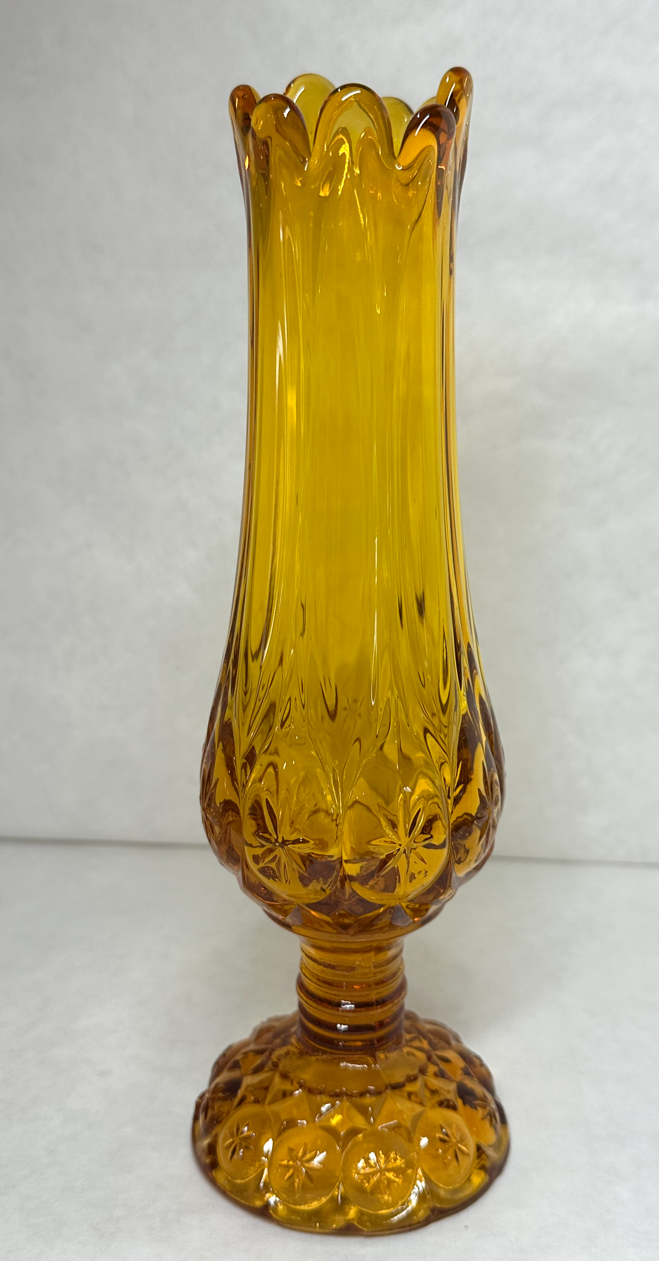 AMBER MOON AND STAR GLASS VASE