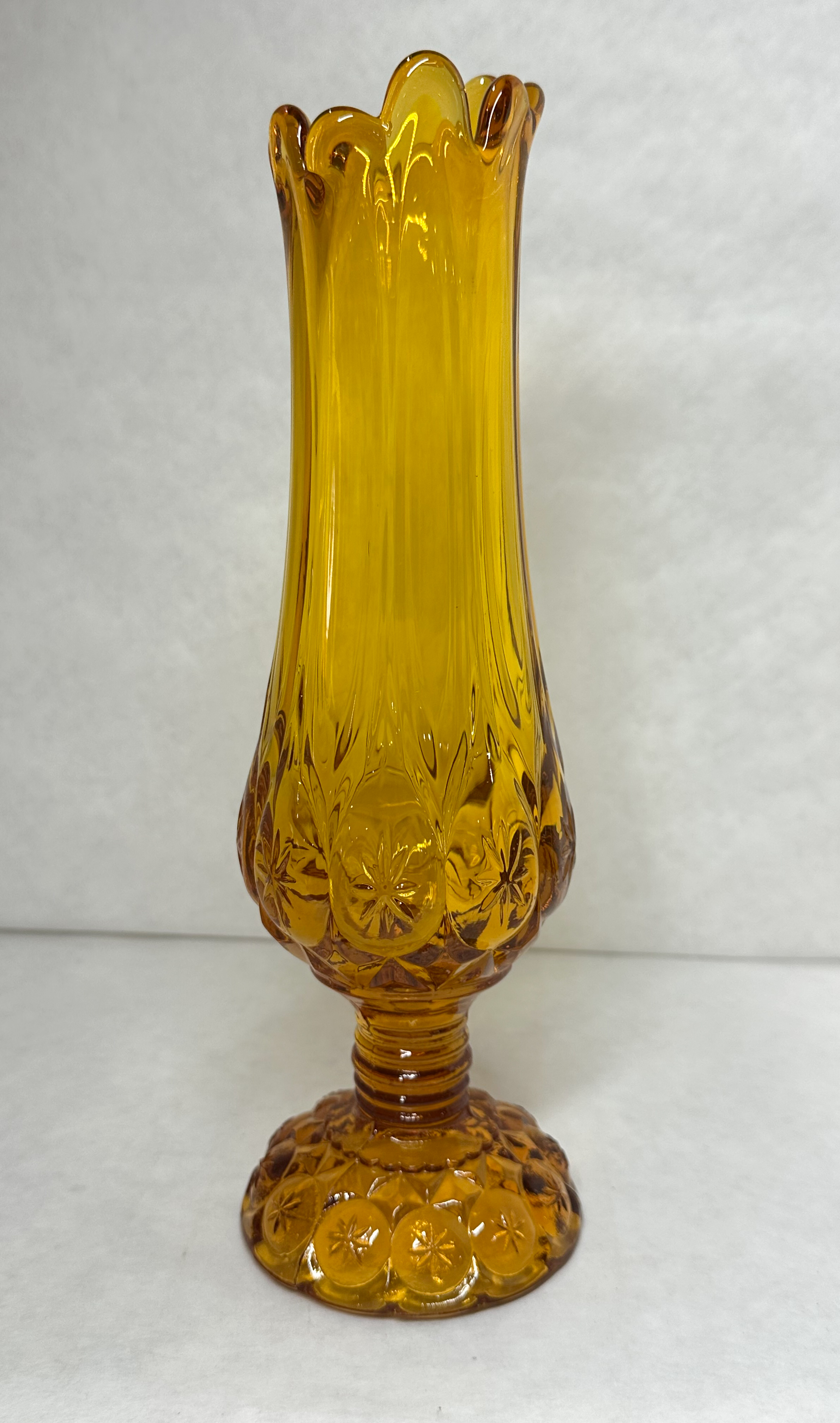 AMBER MOON AND STAR GLASS VASE