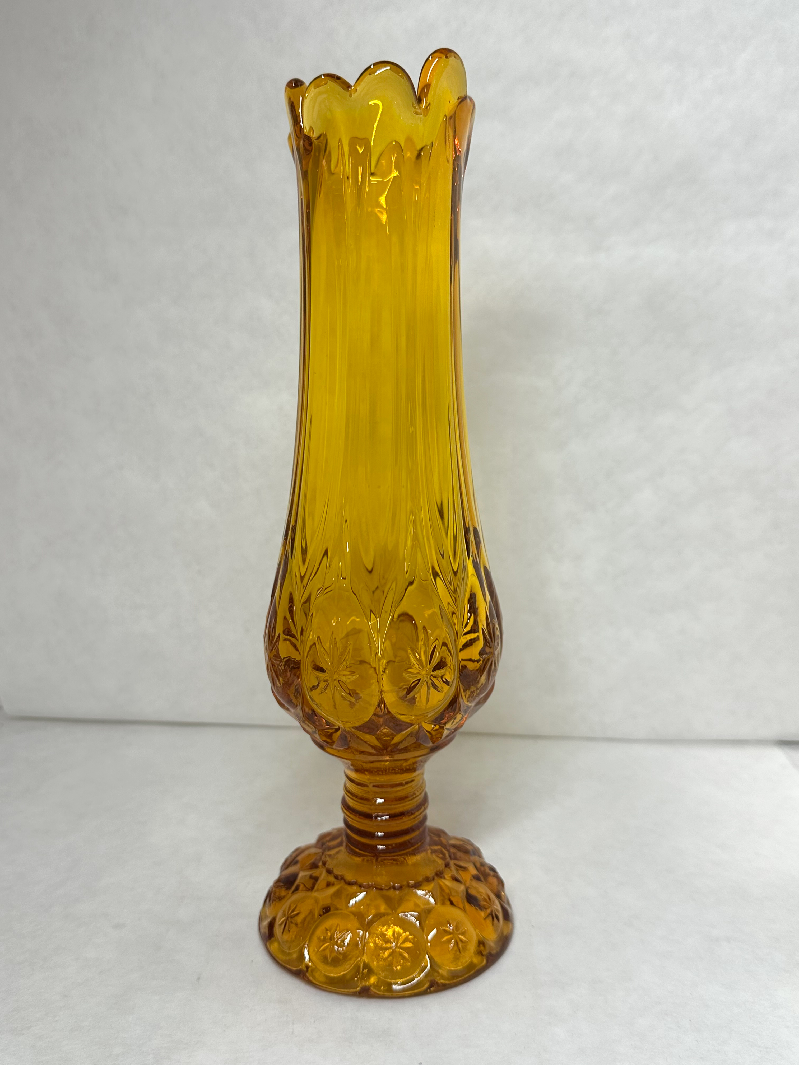 AMBER MOON AND STAR GLASS VASE