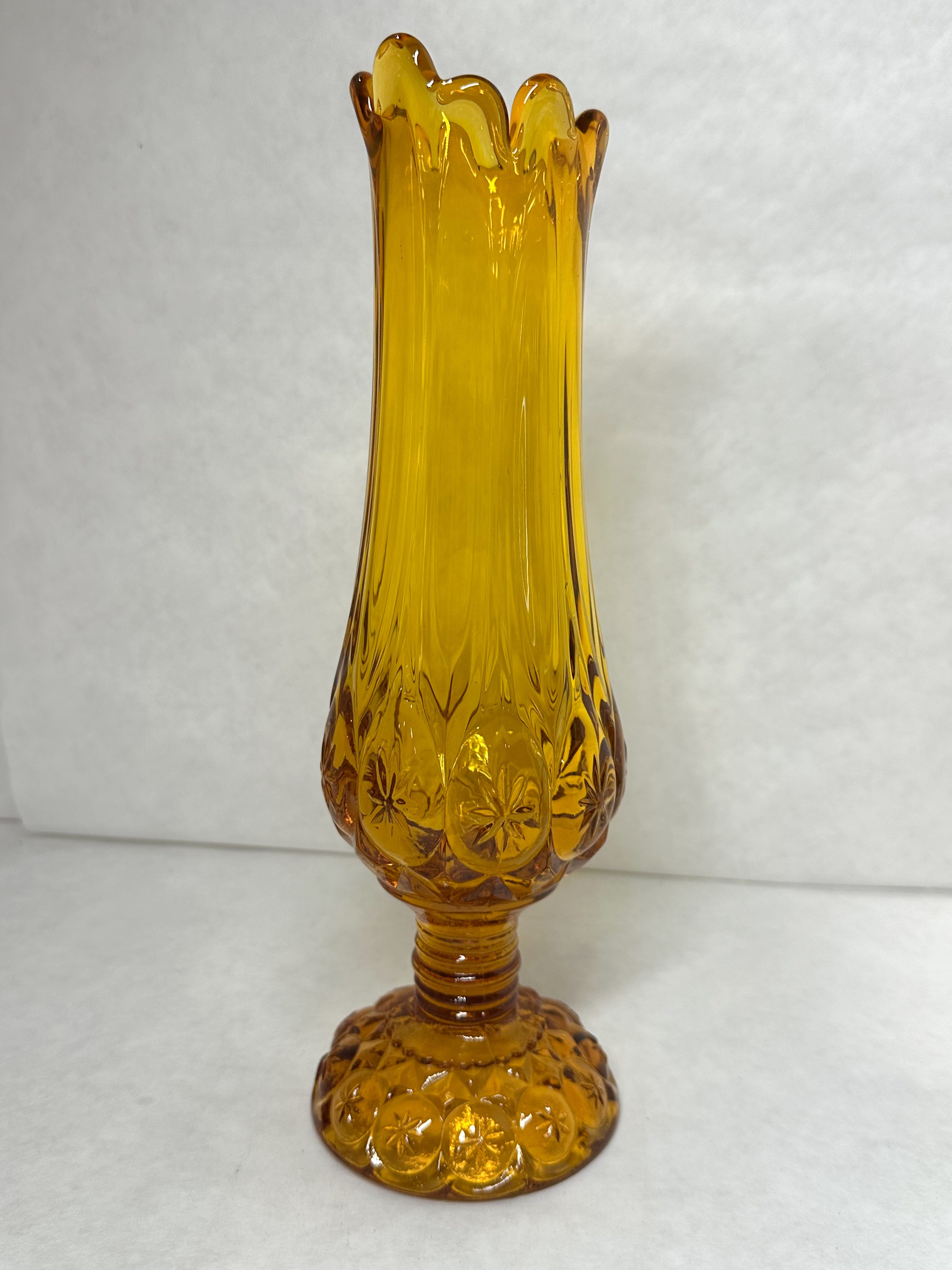 AMBER MOON AND STAR GLASS VASE