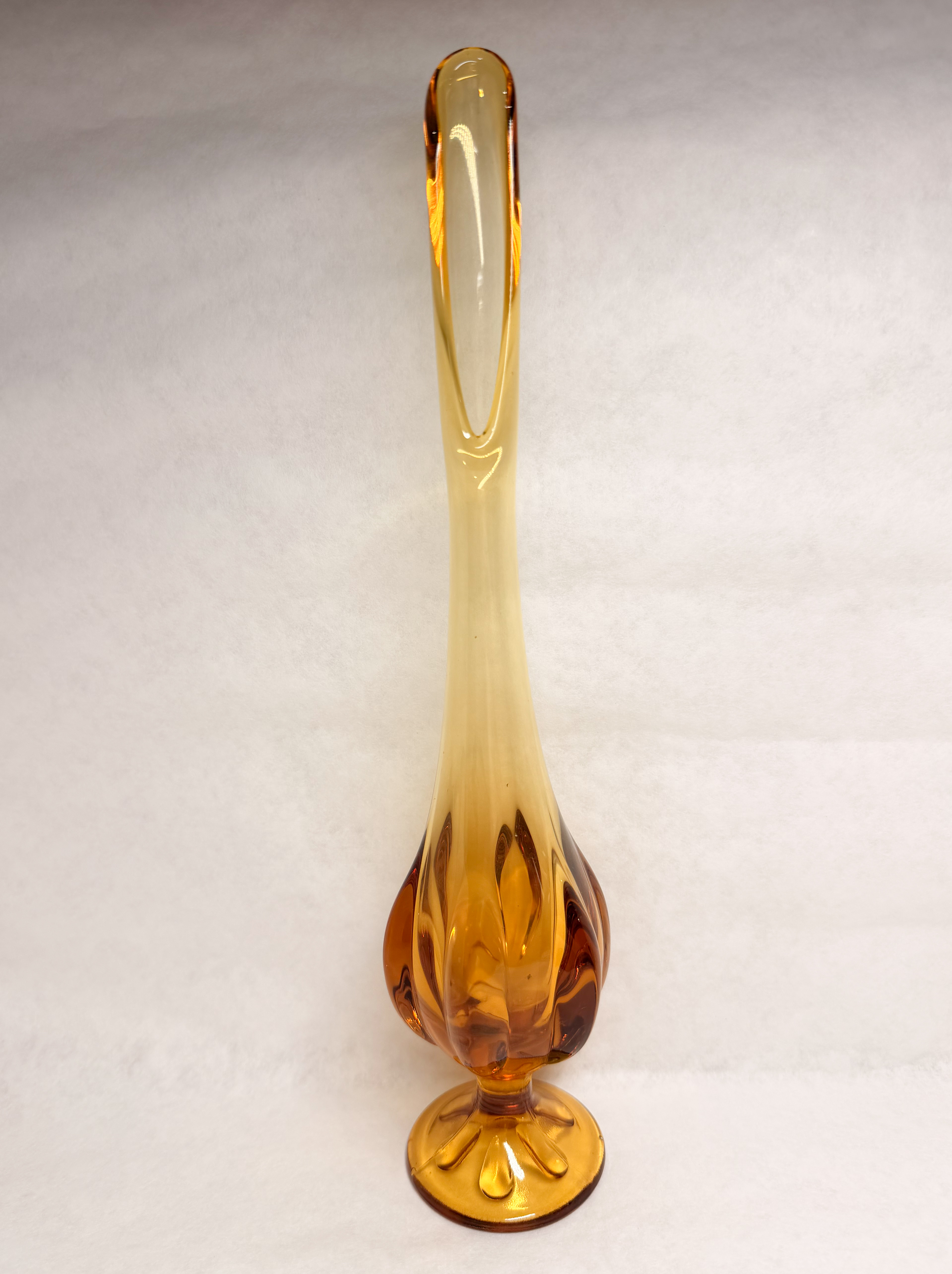 AMBER SWUNG ART GLASS VASE