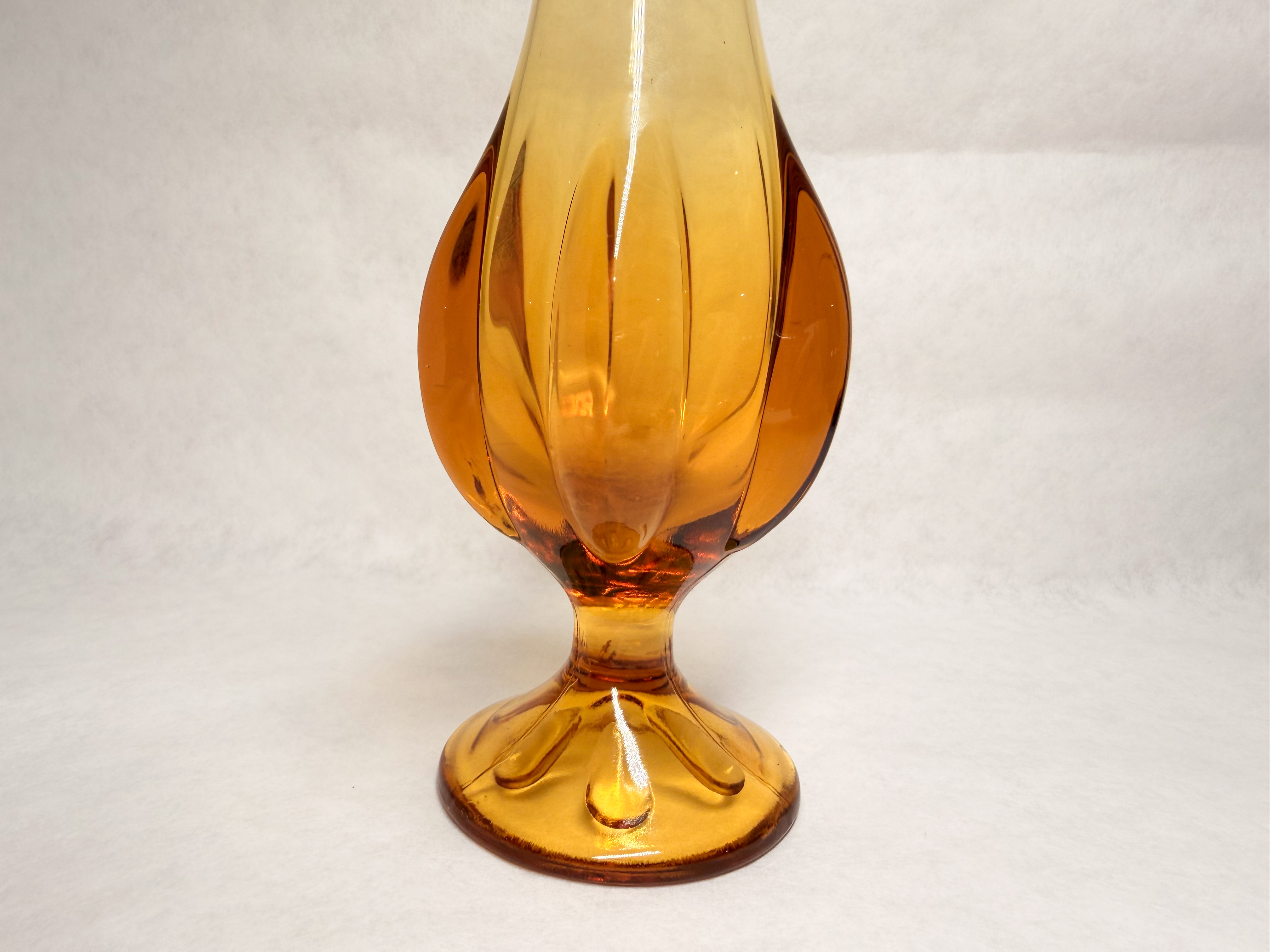 AMBER SWUNG ART GLASS VASE