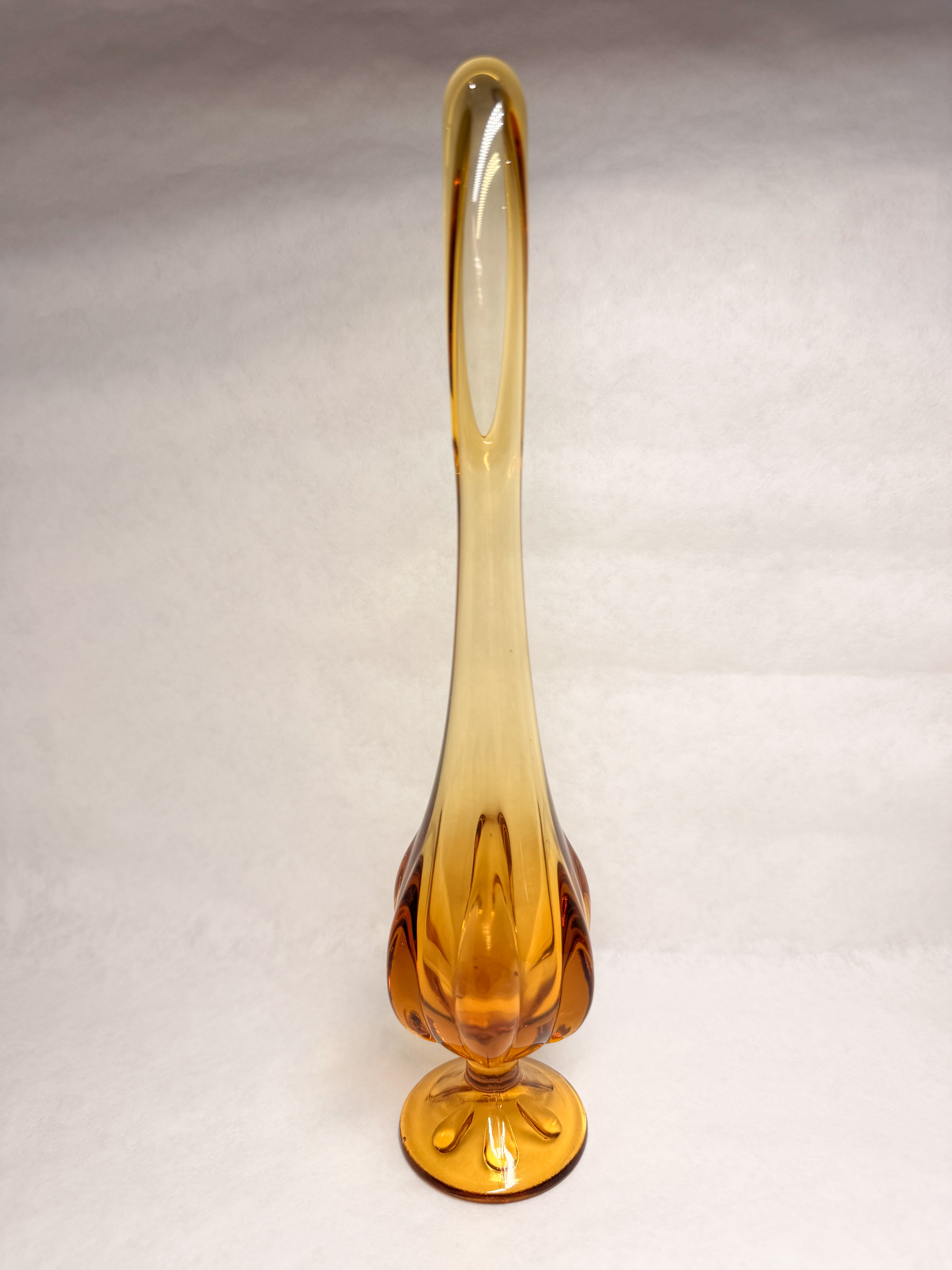 AMBER SWUNG ART GLASS VASE