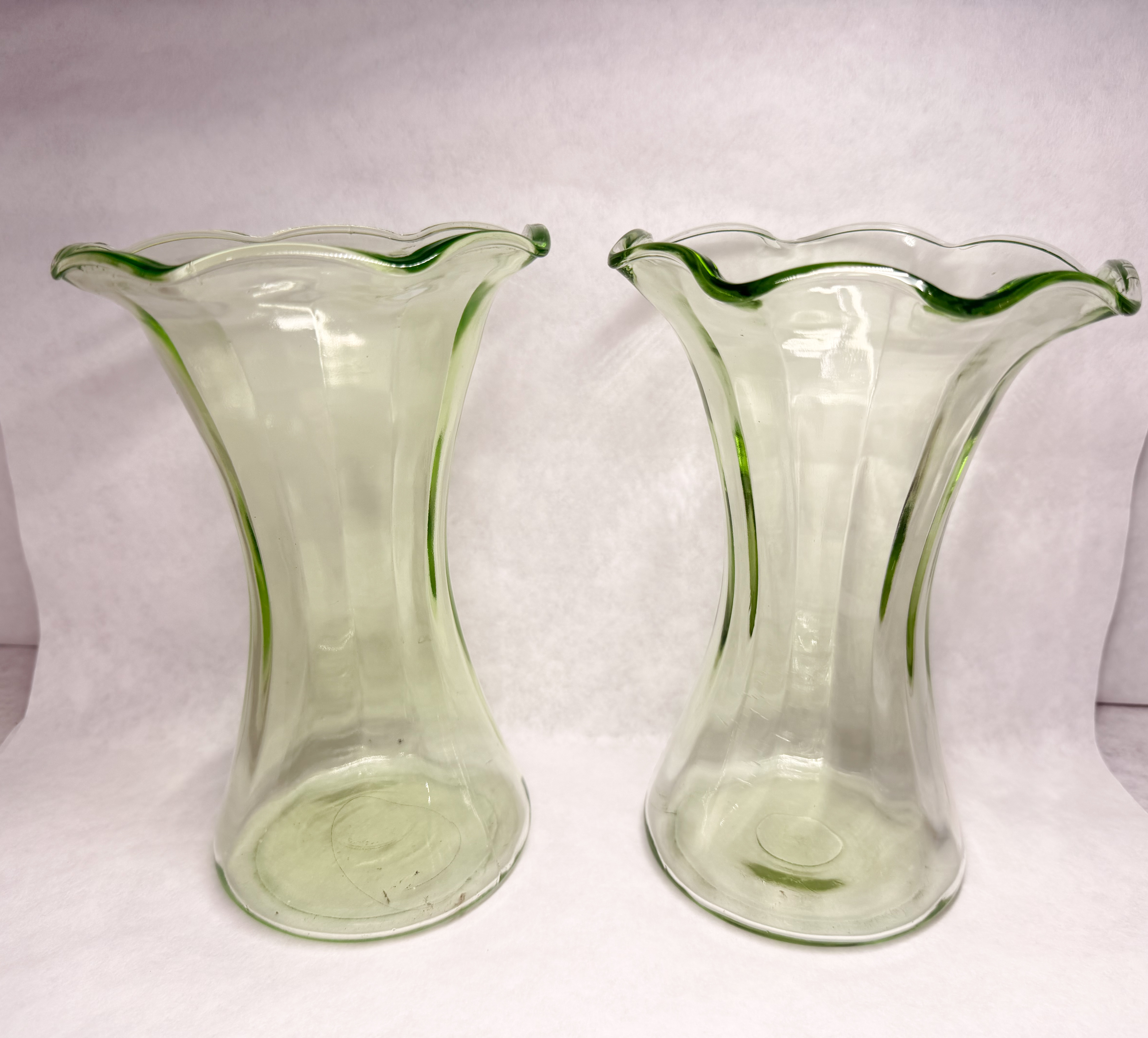 PAIR OF URANIUM GLASS VASES, MID-20TH CENTURY
