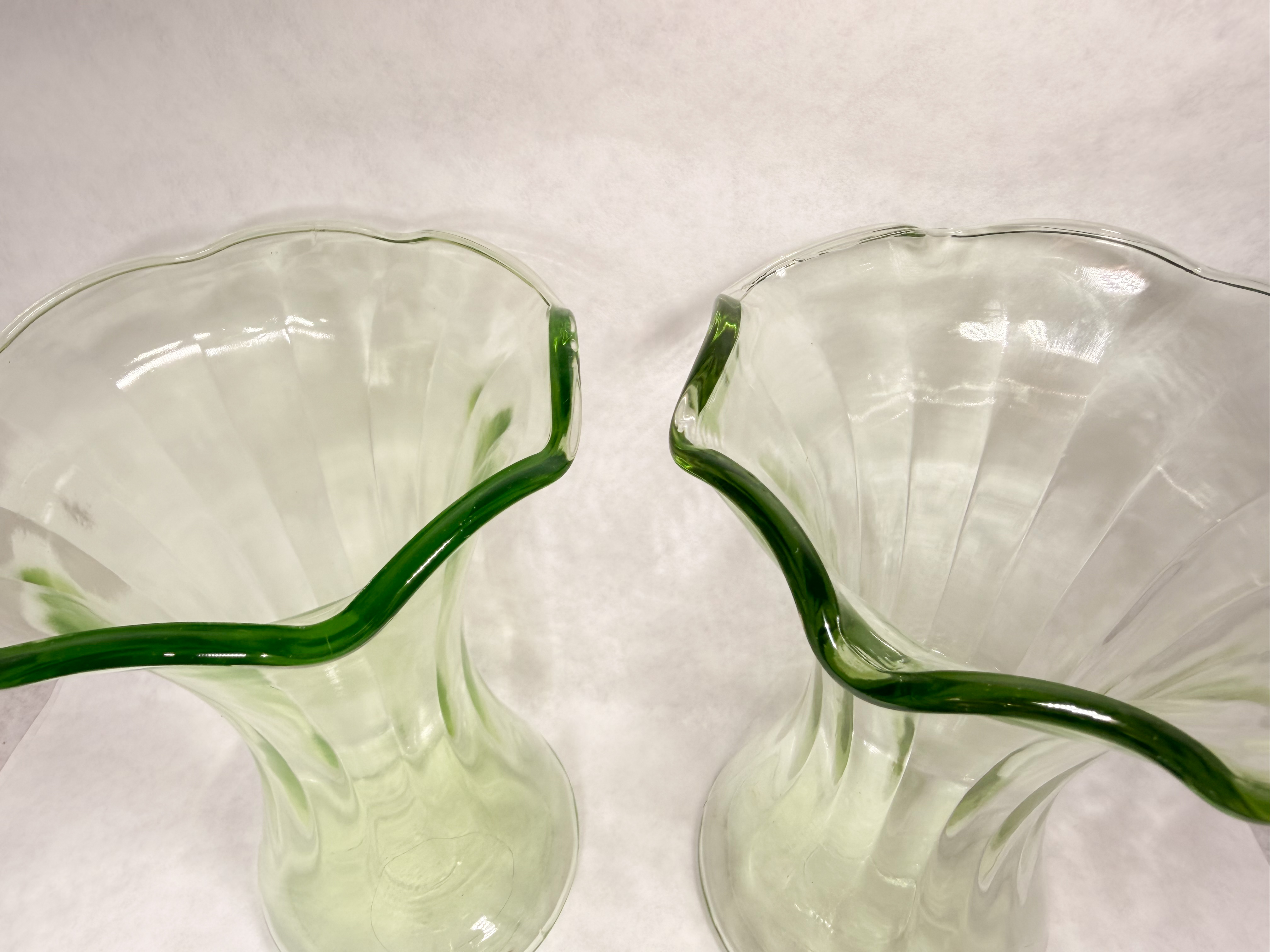 PAIR OF URANIUM GLASS VASES, MID-20TH CENTURY