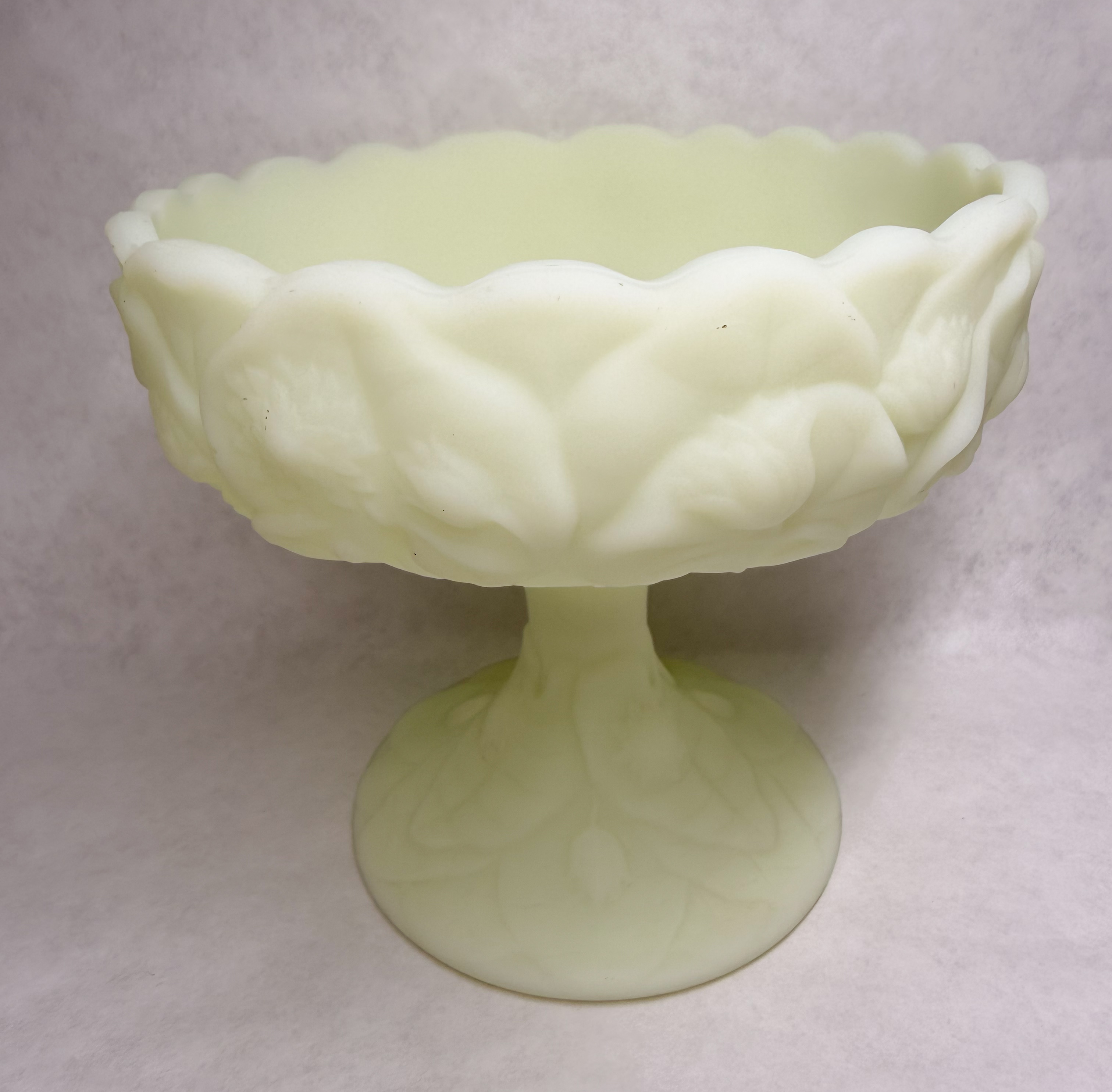 FENTON WATER LILY URANIUM COMPOTE, 1970S