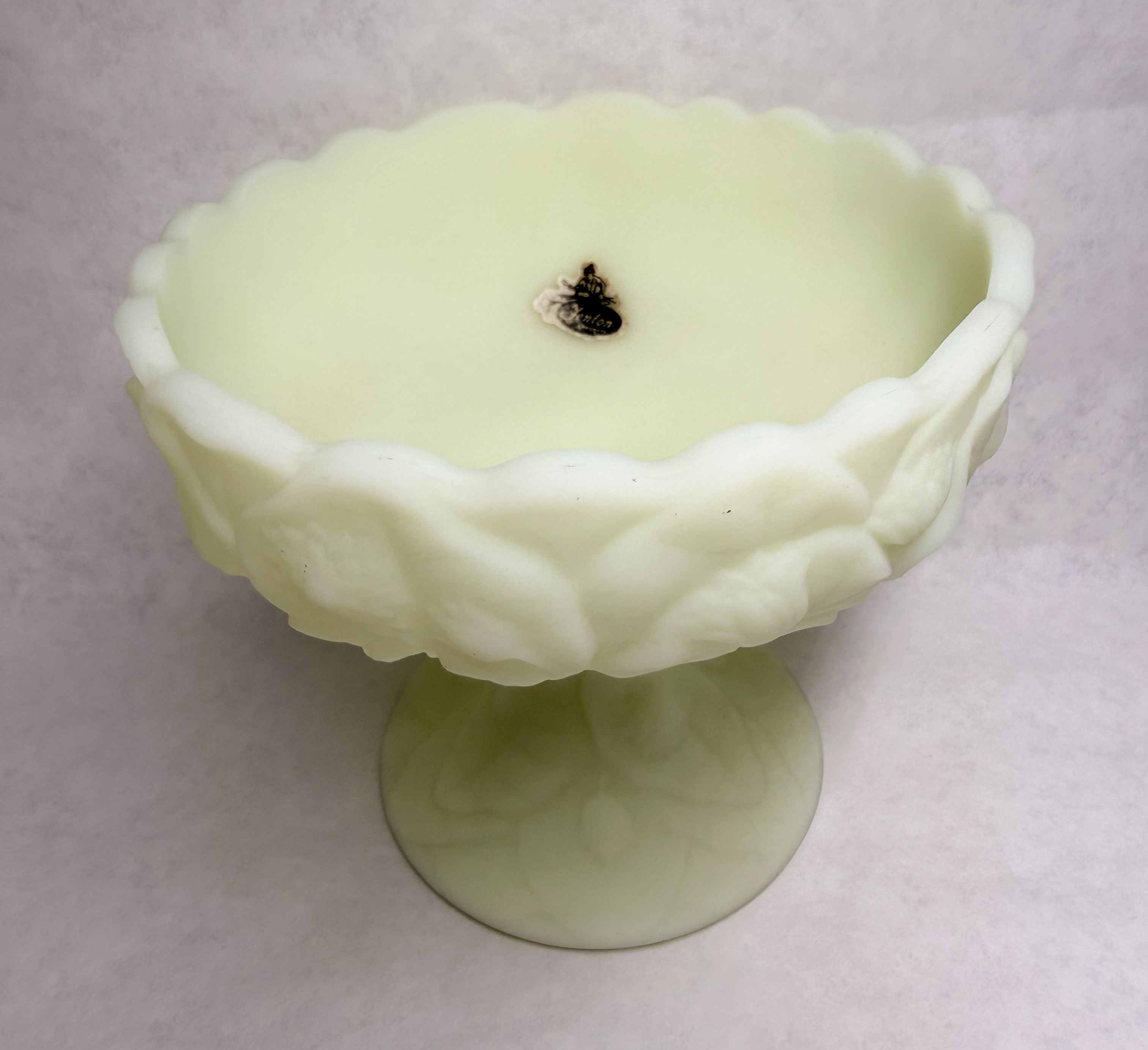 FENTON WATER LILY URANIUM COMPOTE, 1970S