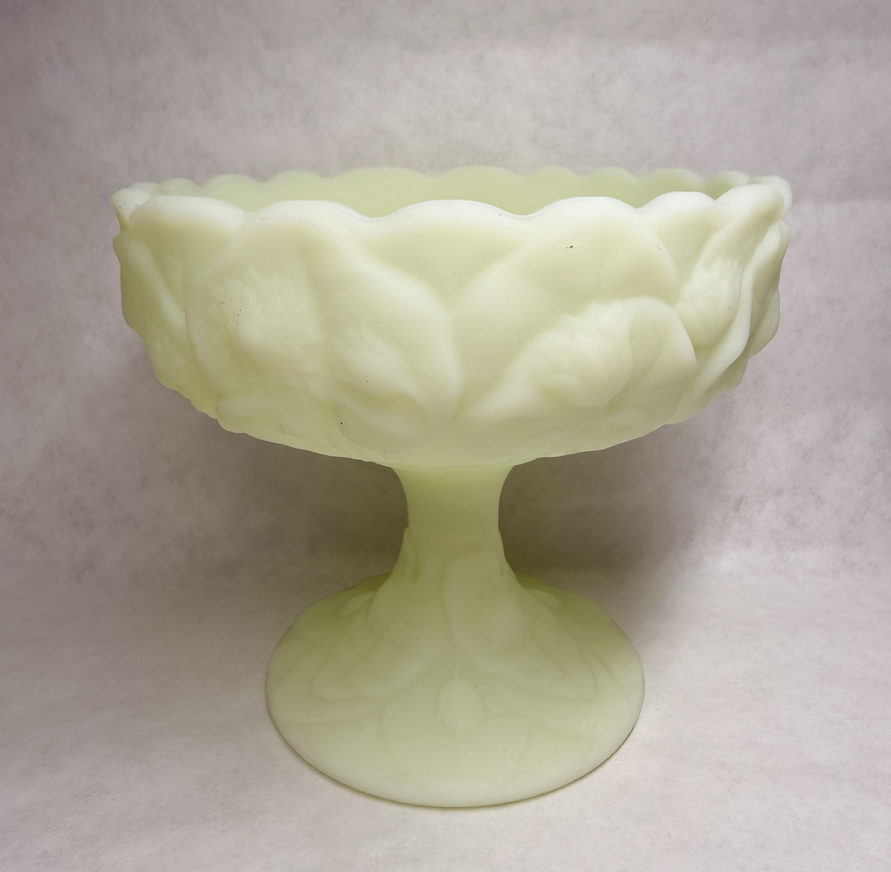 FENTON WATER LILY URANIUM COMPOTE, 1970S