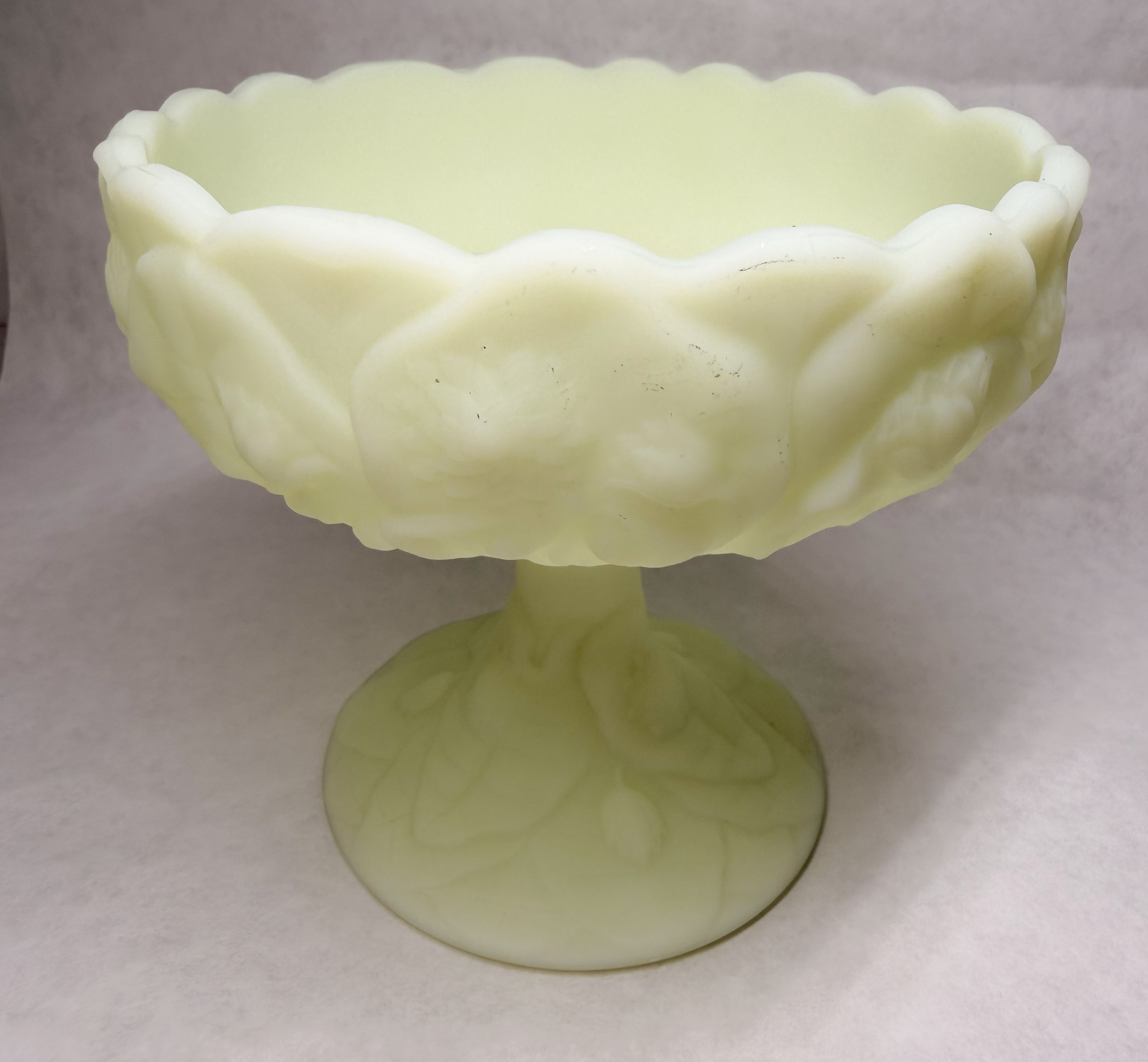 FENTON WATER LILY URANIUM COMPOTE, 1970S