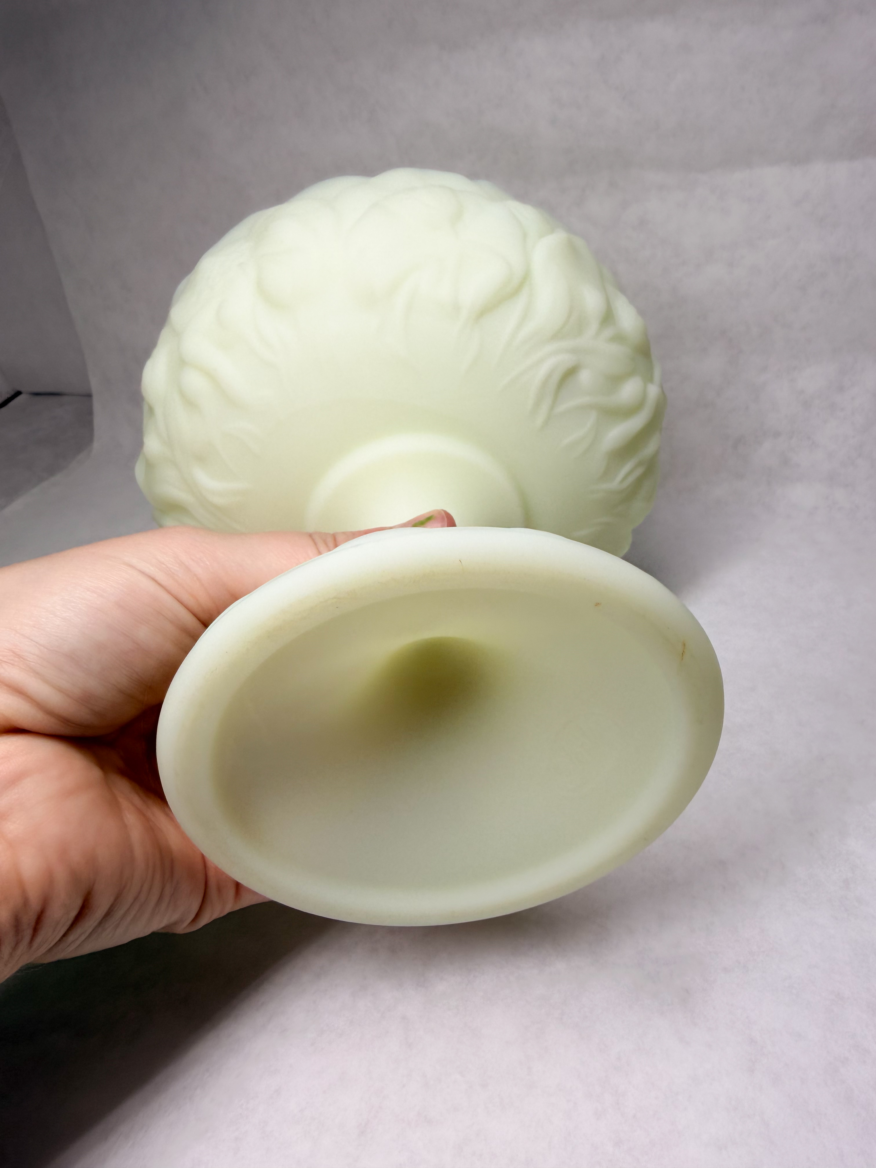 FENTON WATER LILY URANIUM COMPOTE, 1970S