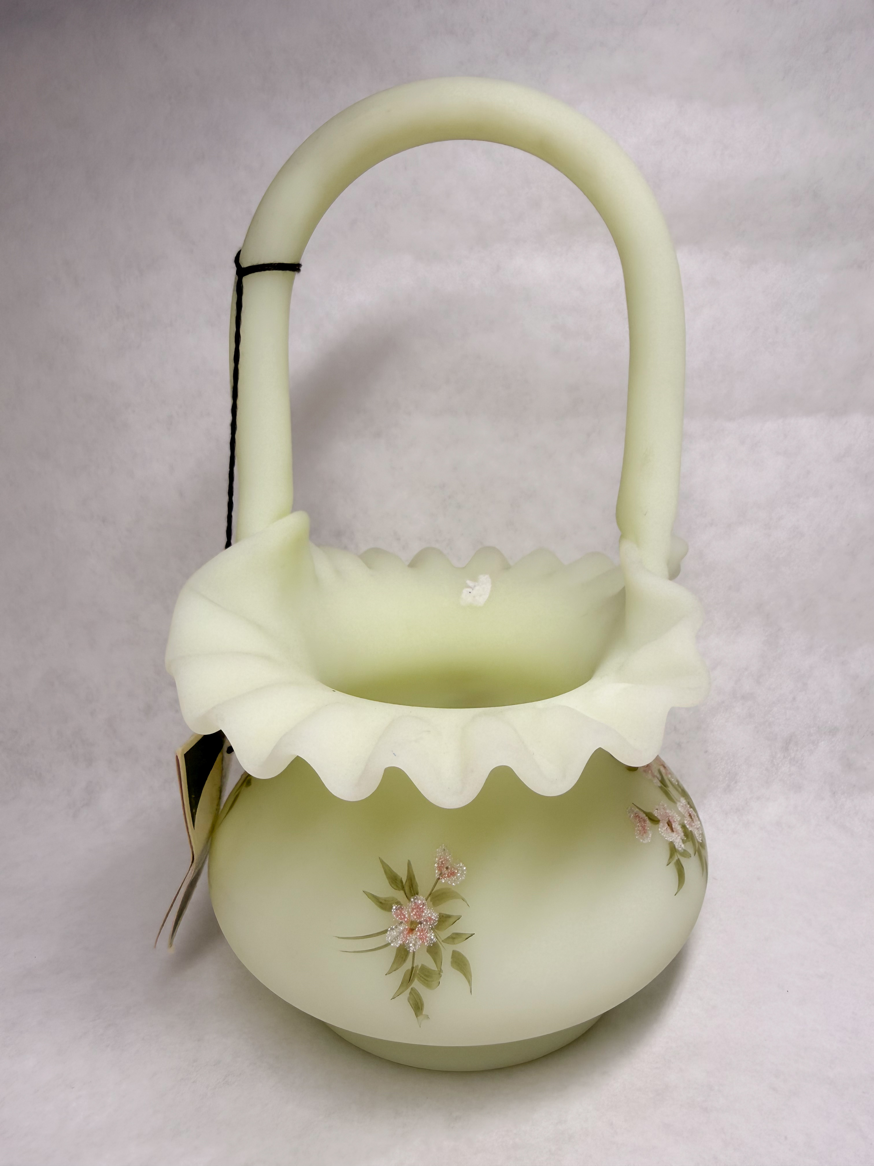 FENTON CUSTARD URANIUM GLASS BASKET