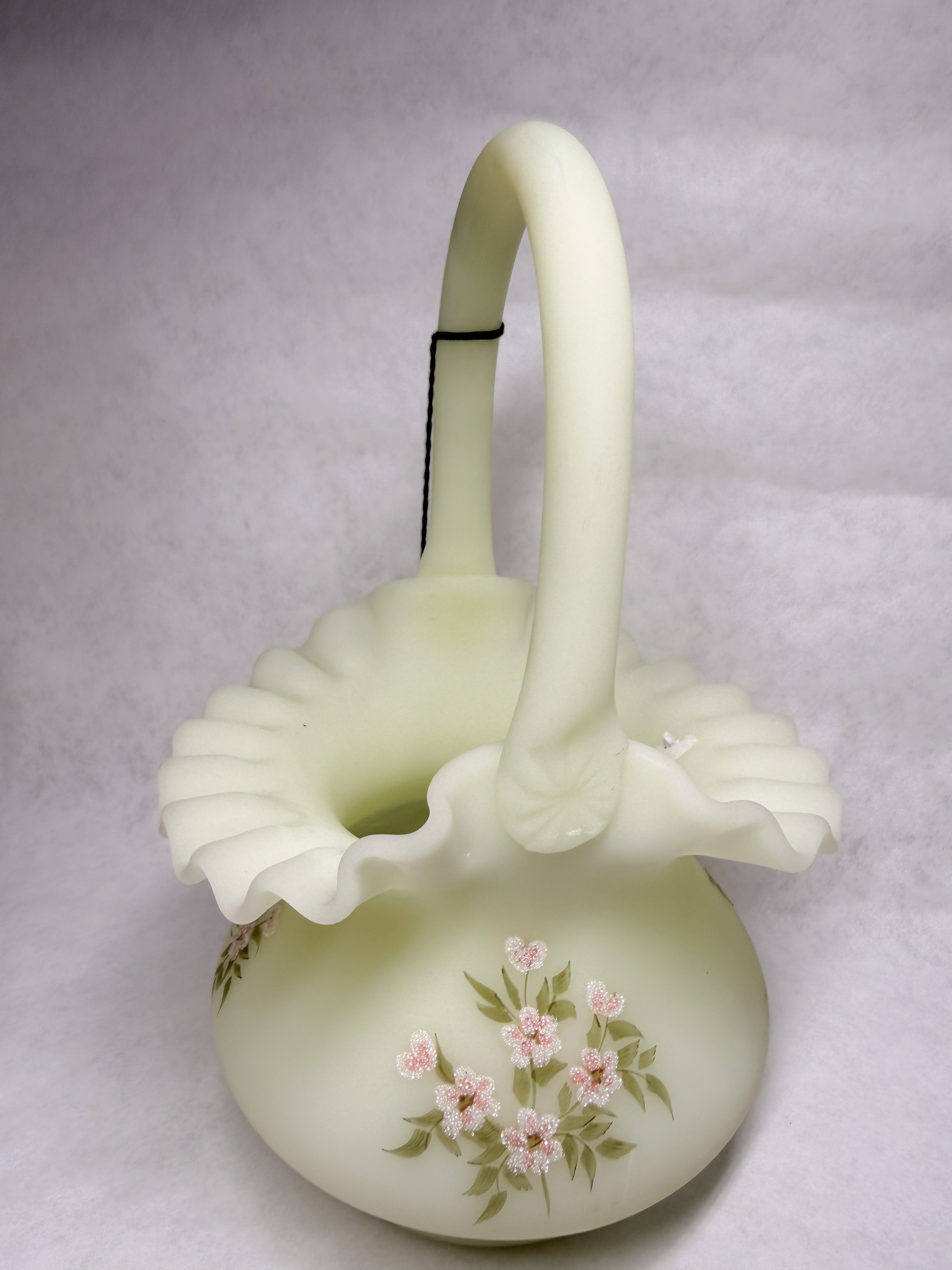 FENTON CUSTARD URANIUM GLASS BASKET