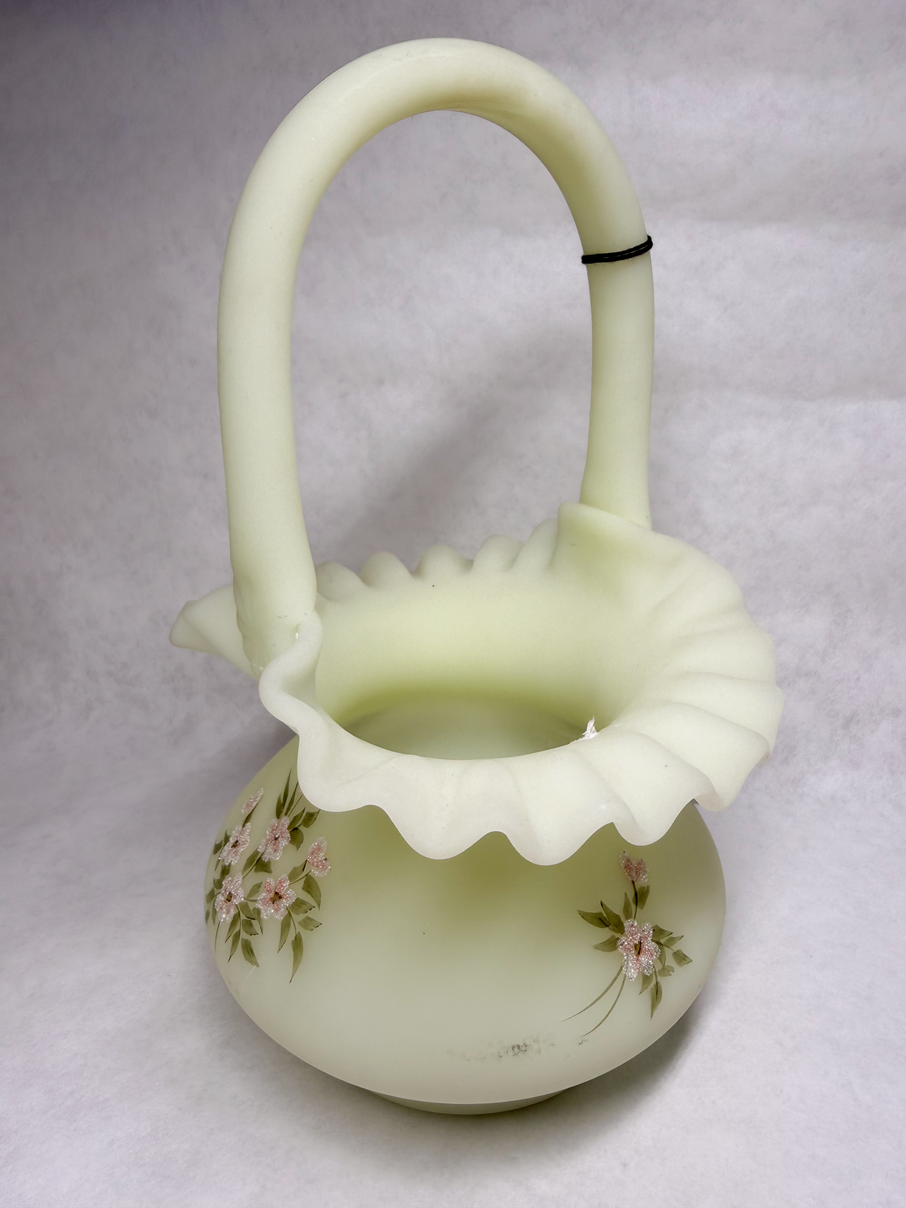 FENTON CUSTARD URANIUM GLASS BASKET