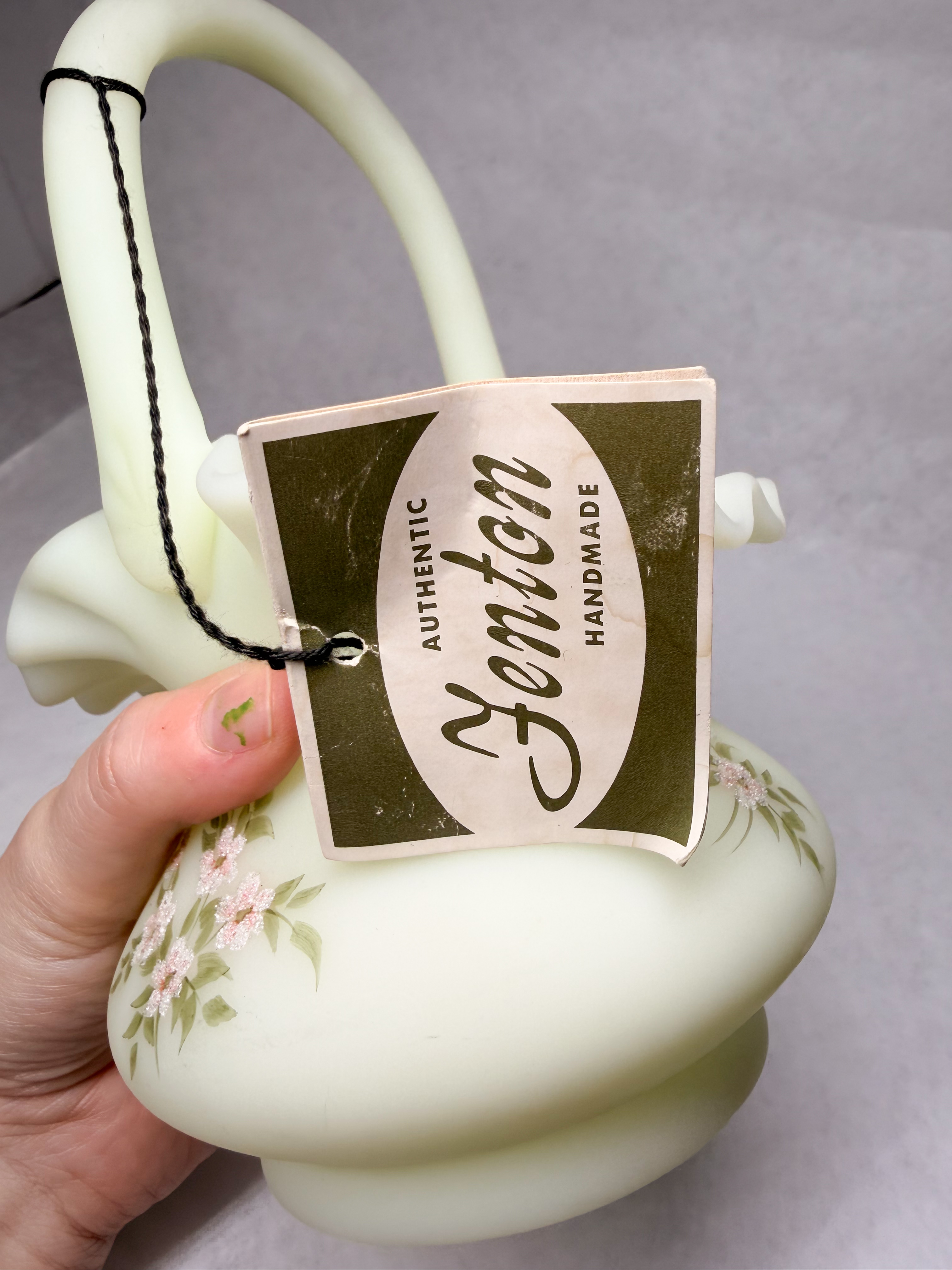 FENTON CUSTARD URANIUM GLASS BASKET