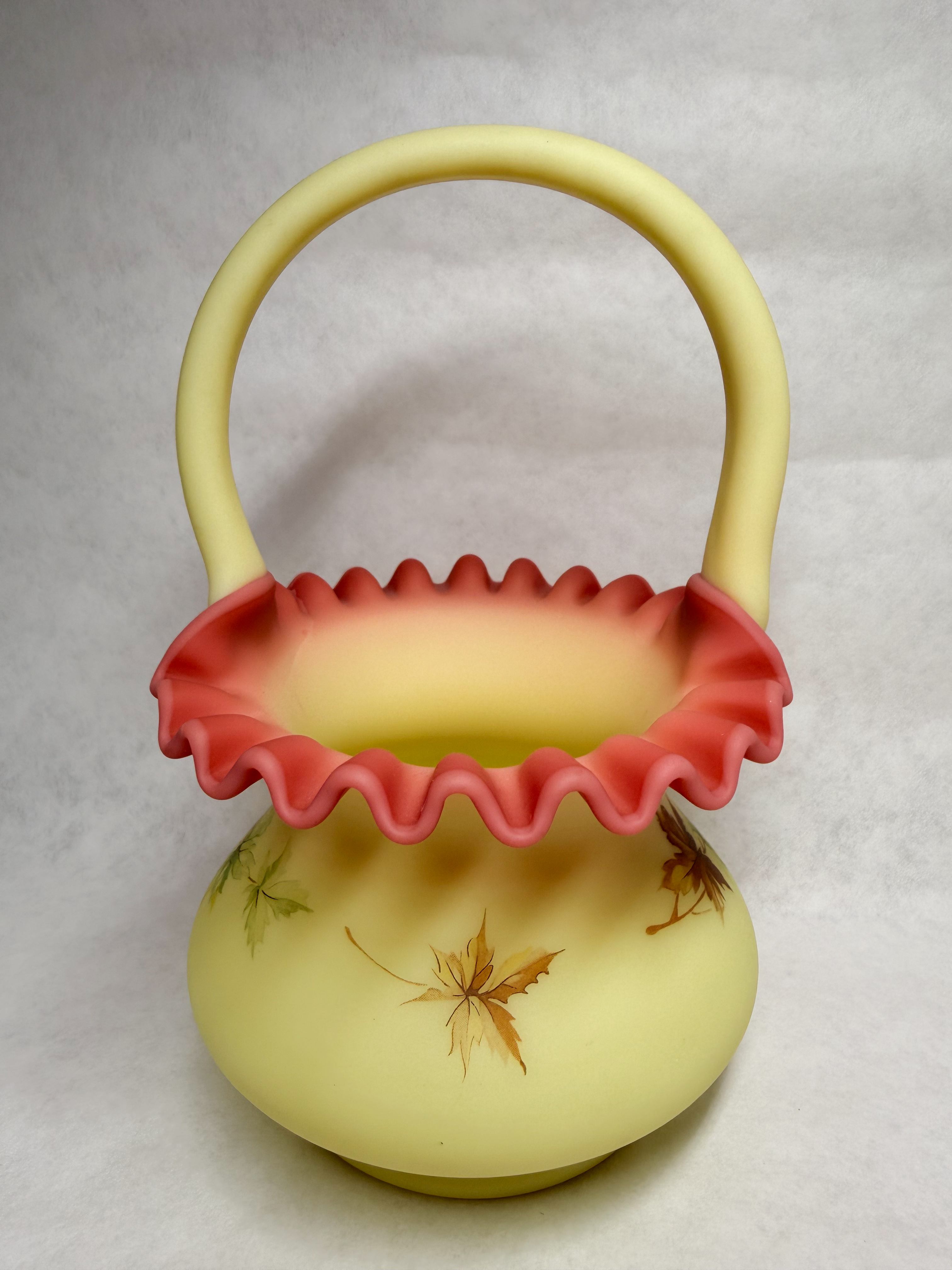 FENTON BURMESE SATIN GLASS BASKET