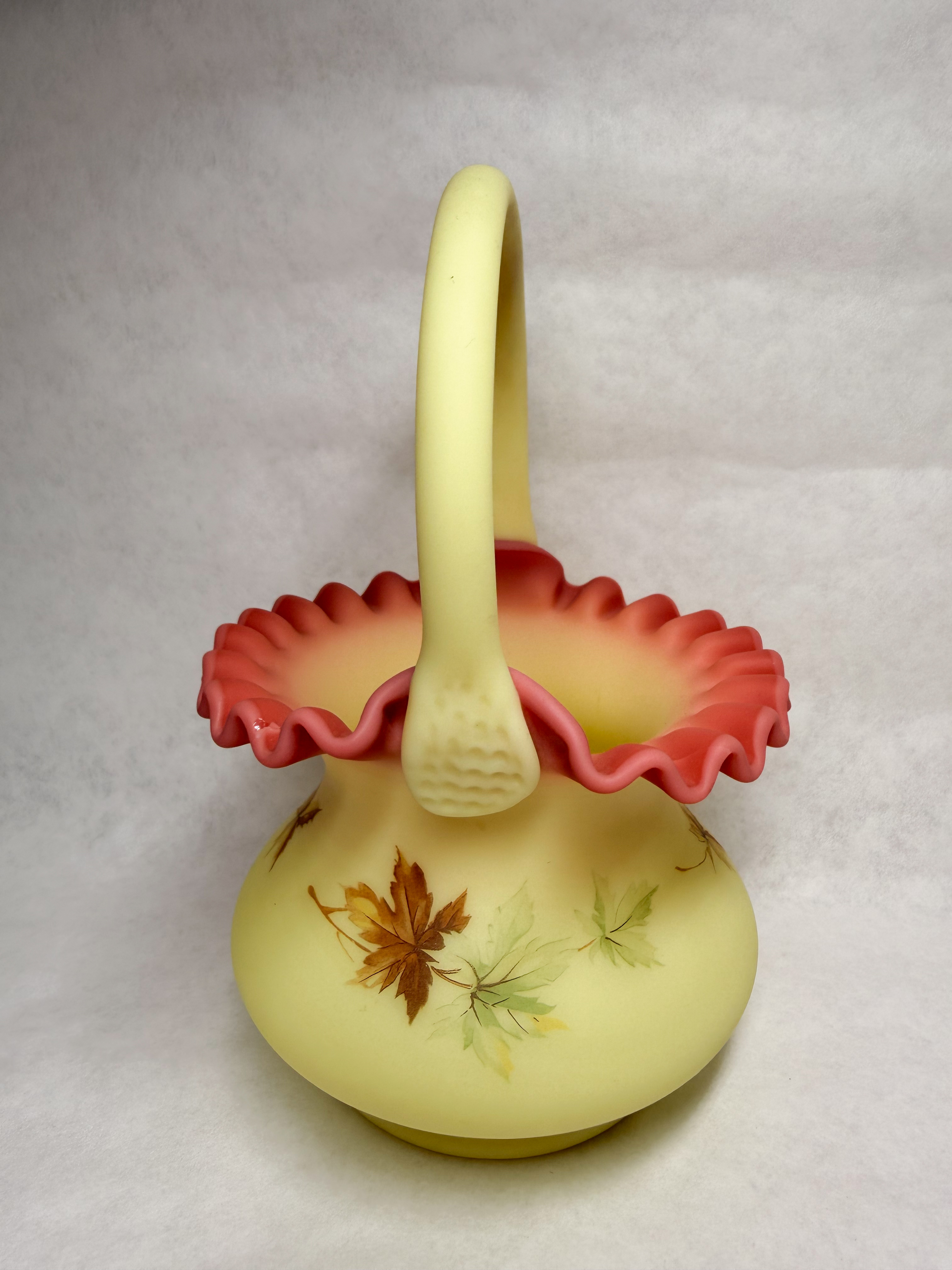 FENTON BURMESE SATIN GLASS BASKET