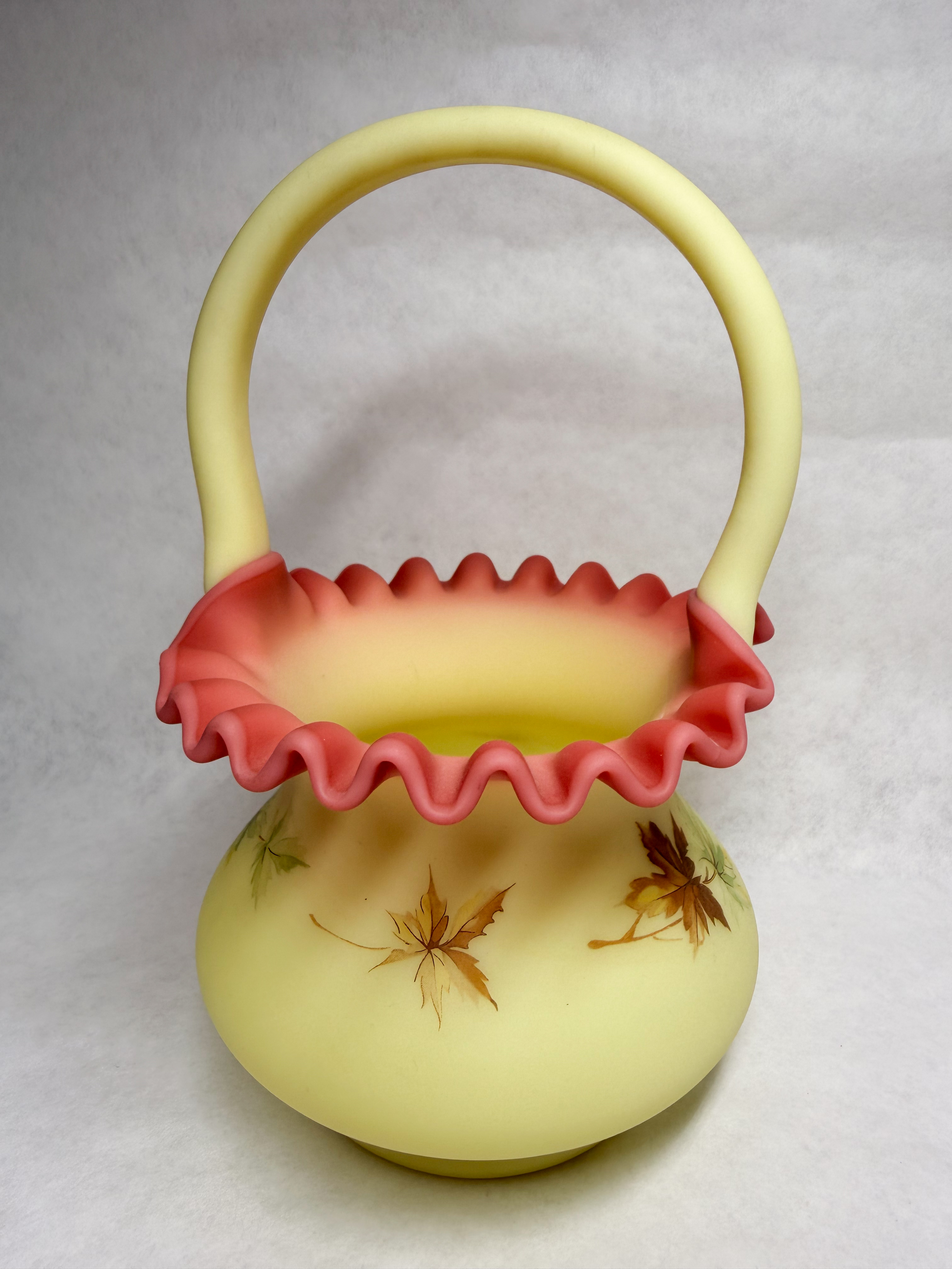 FENTON BURMESE SATIN GLASS BASKET