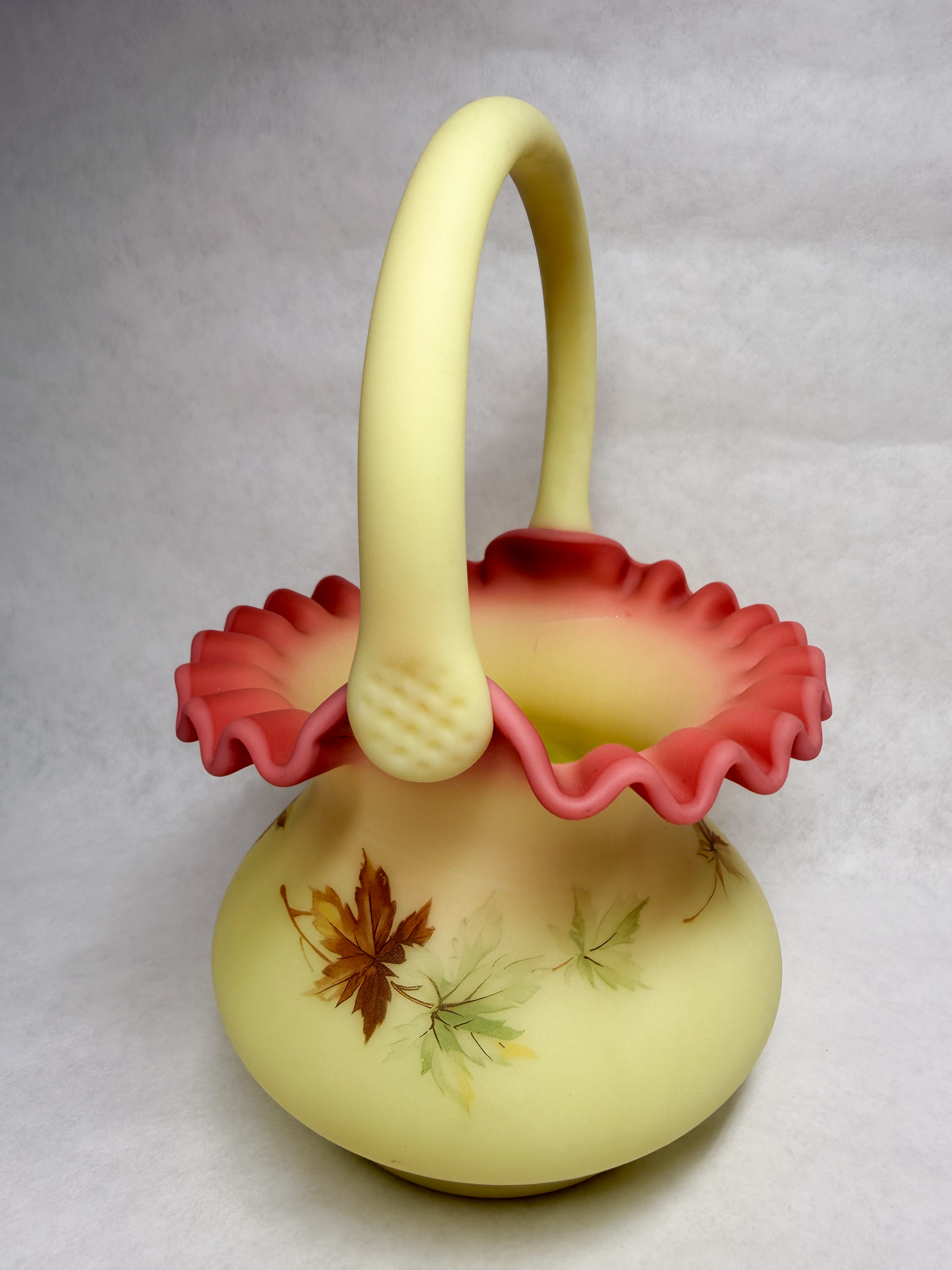 FENTON BURMESE SATIN GLASS BASKET