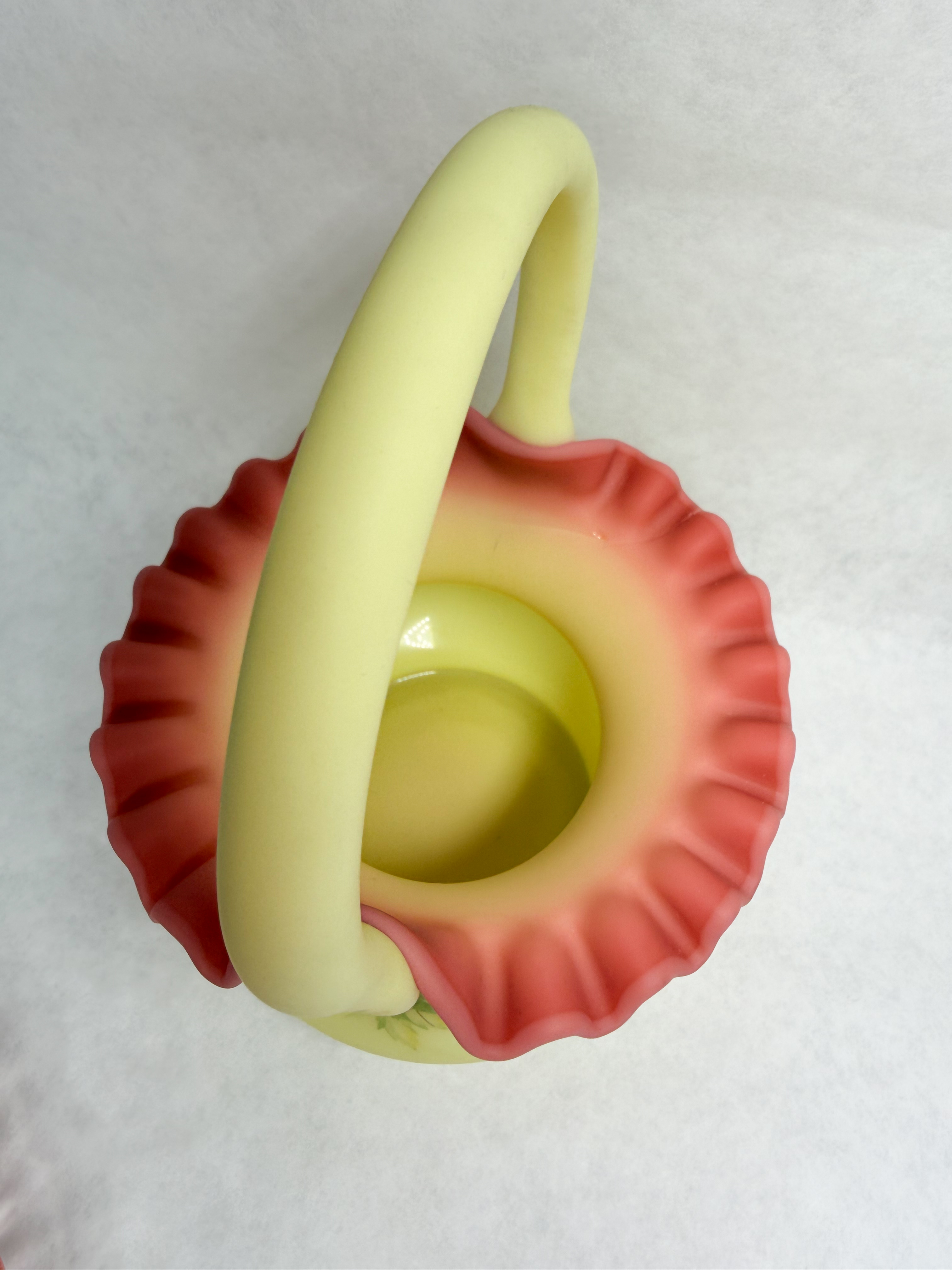 FENTON BURMESE SATIN GLASS BASKET