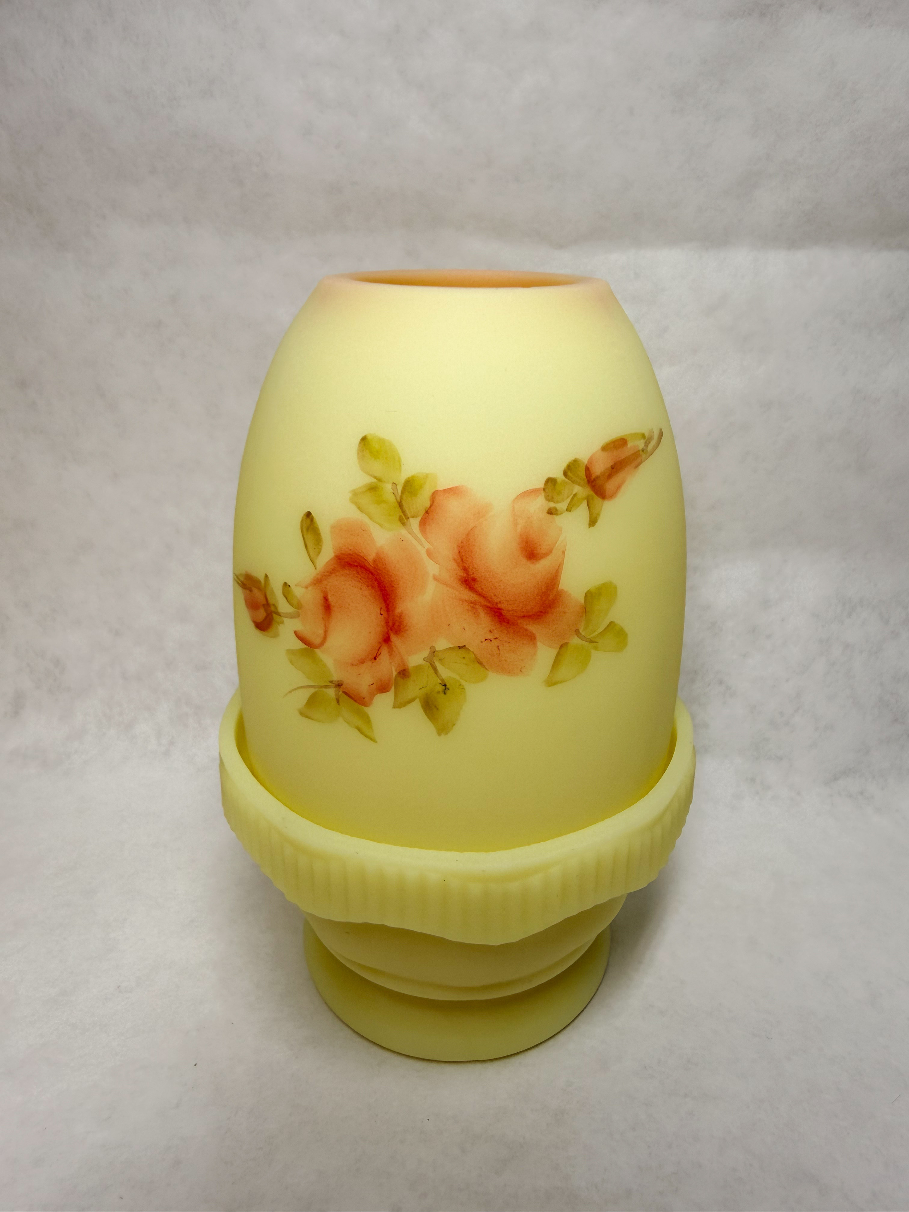 FENTON BURMESE GLASS FAIRY LAMP, 1990S